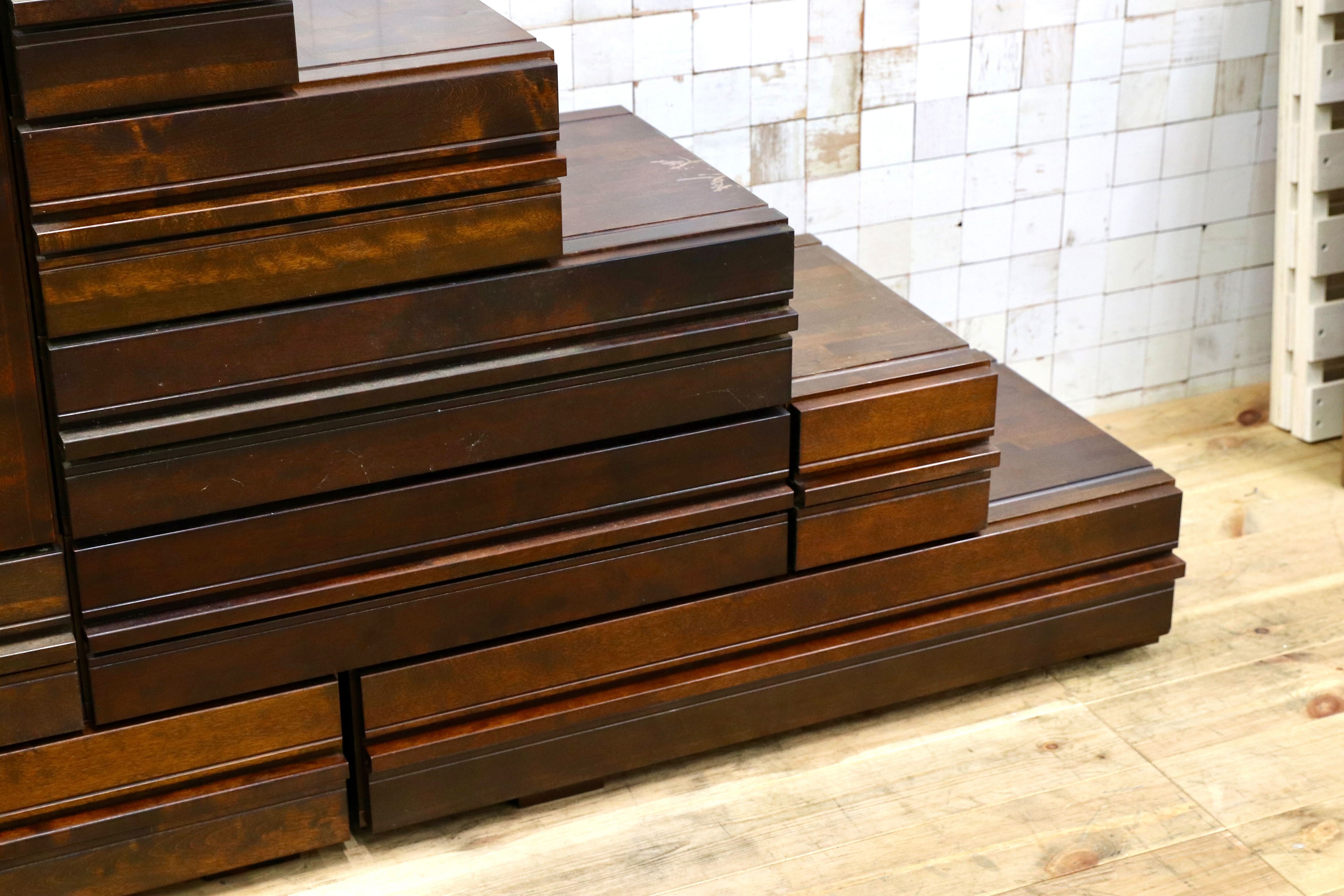 GMIH268○最高級 特注 民芸家具 階段箪笥 ミズメザクラ 和製アンティーク 組み合わせ自由 整理箪笥 検)星野民芸 九州民芸 松本民芸家具