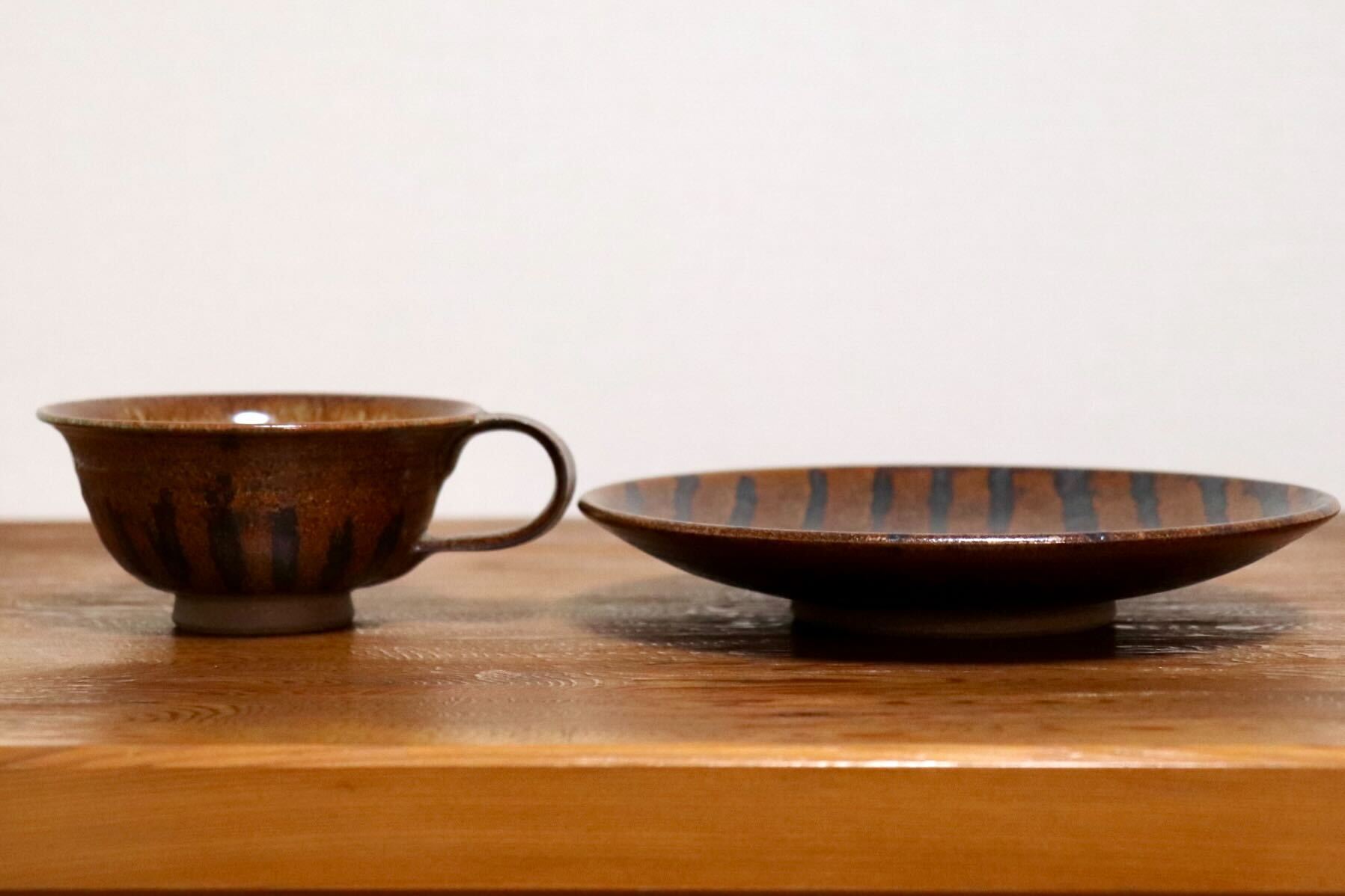 GMIO442○千代市陶房 清水千代市 丹波焼 紅茶碗皿 カップ&ソーサー ティーカップ 伝統工芸 未使用