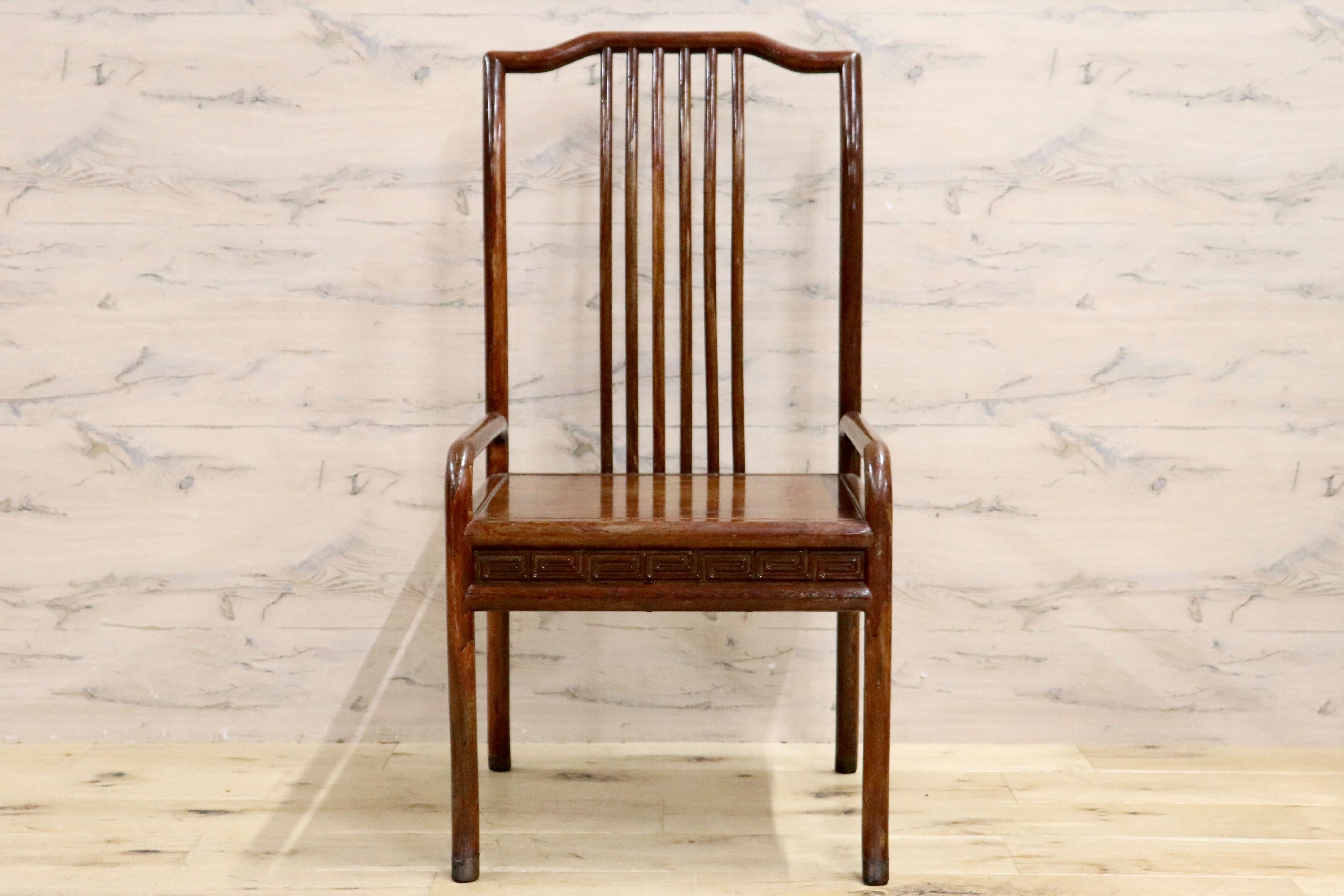 GMHS378E○唐木家具 鉄刀木 ダイニングチェア 食卓椅子 セミアームチェア アジアン ヴィンテージ オリエンタル 中国美術 椅子 木製家具