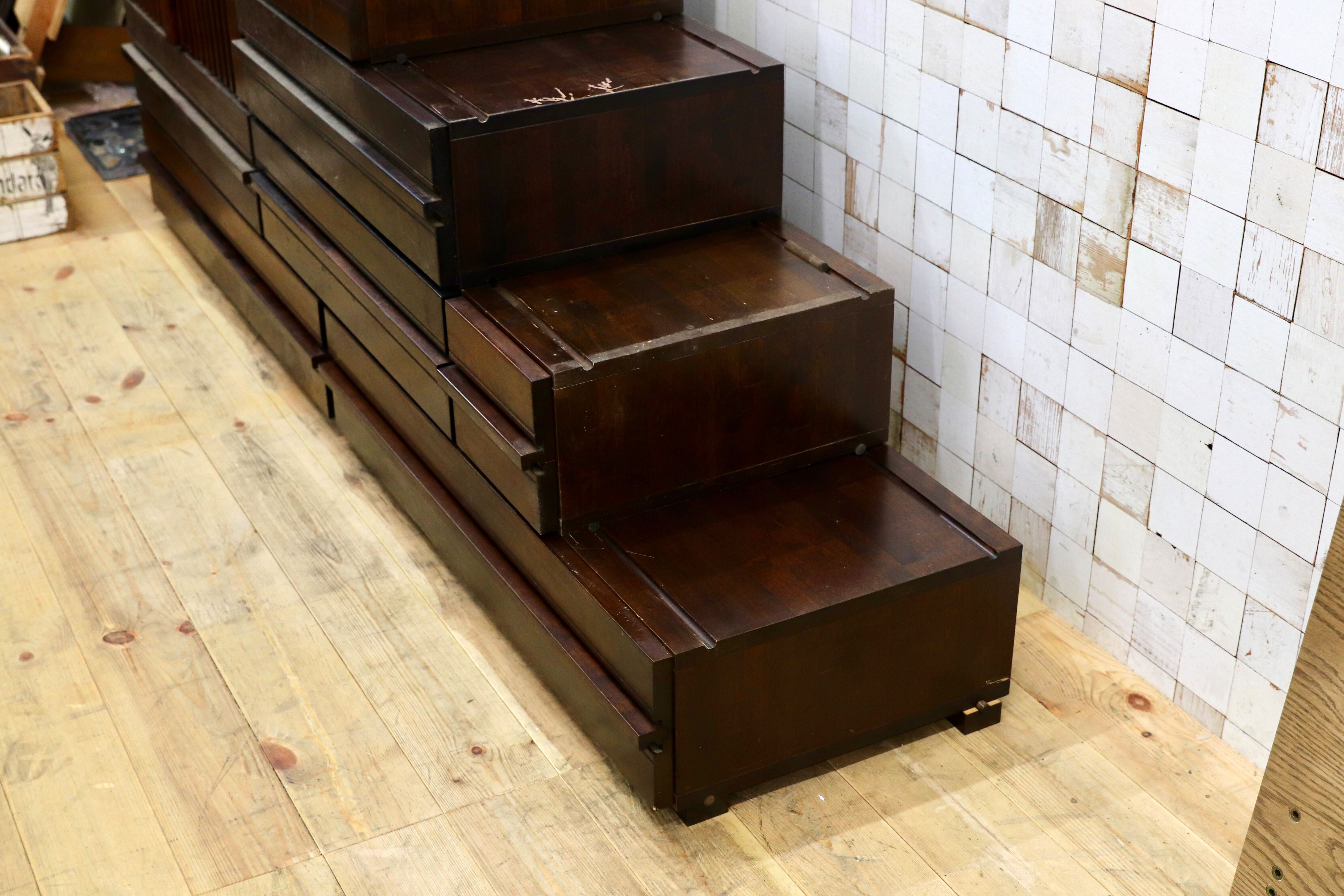 GMIH268○最高級 特注 民芸家具 階段箪笥 ミズメザクラ 和製アンティーク 組み合わせ自由 整理箪笥 検)星野民芸 九州民芸 松本民芸家具