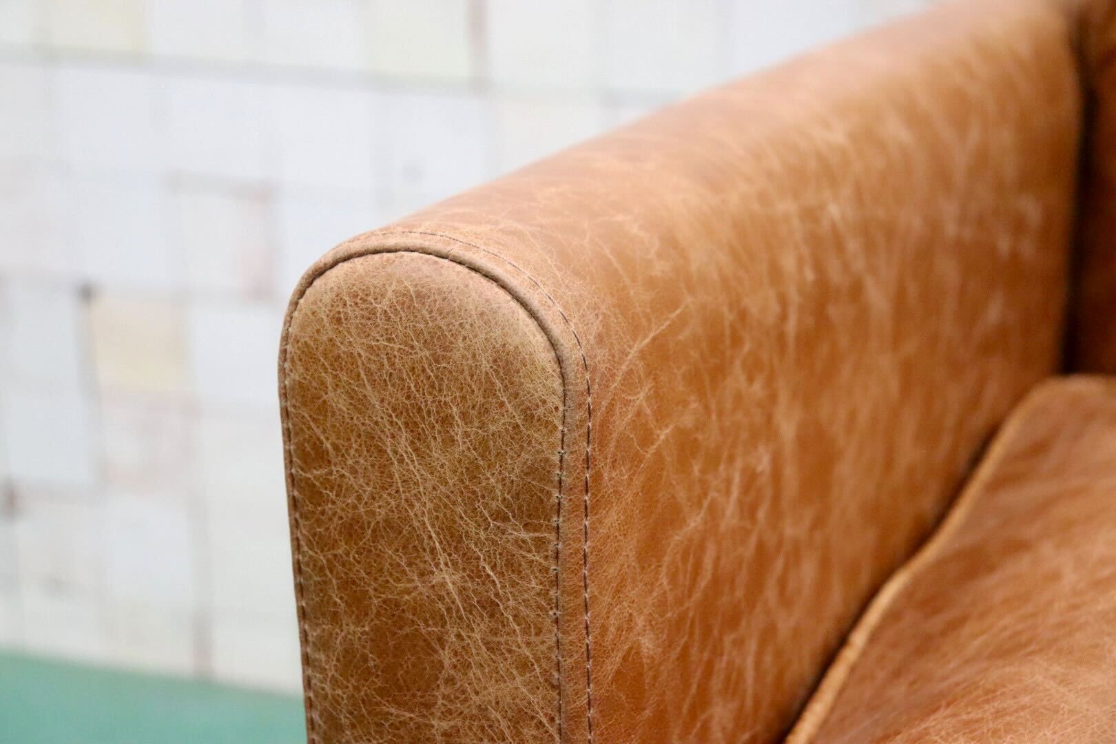 GMGK376B○Canffy / キャンフィー CA-0003 シングルソファ アームチェア ラウンジチェア 本革 ブラウン アンティーク調 定価約12万 展示品