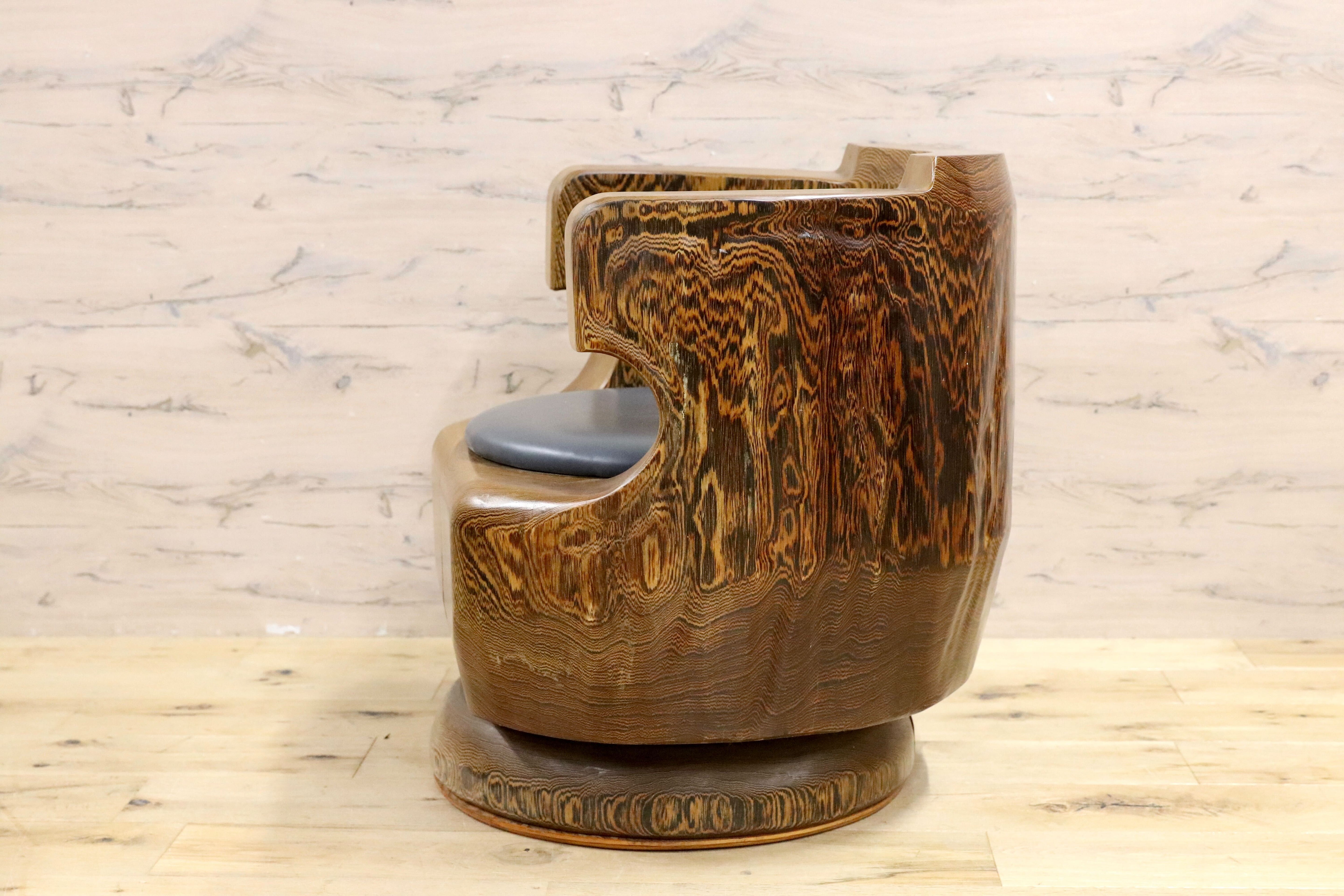 GMIH275A○鉄刀木 タガヤサン 大臣椅子 回転椅子 無垢材 応接 ラウンジ 和室 座敷 アンティーク