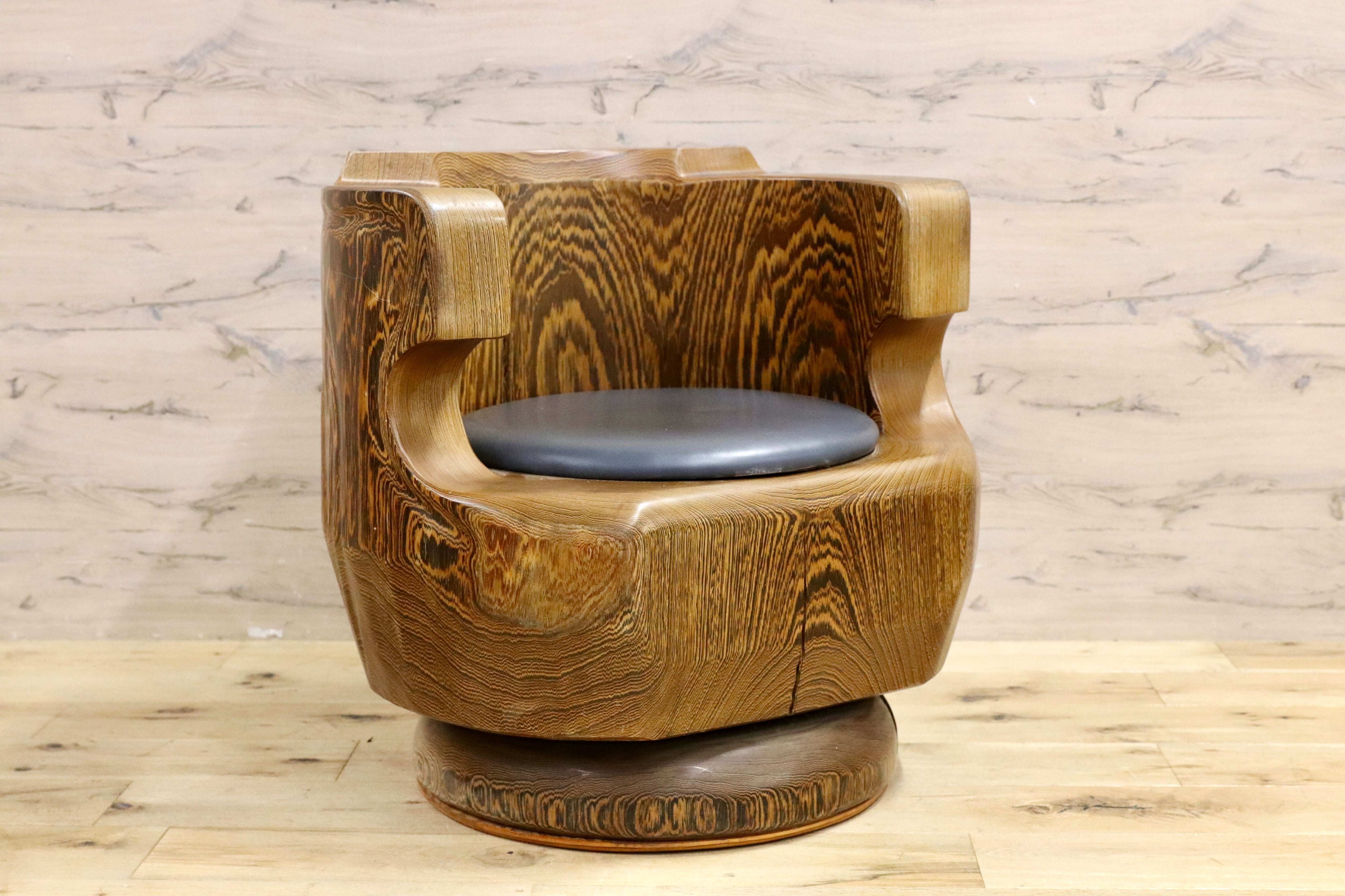 GMIH275A○鉄刀木 タガヤサン 大臣椅子 回転椅子 無垢材 応接 ラウンジ 和室 座敷 アンティーク