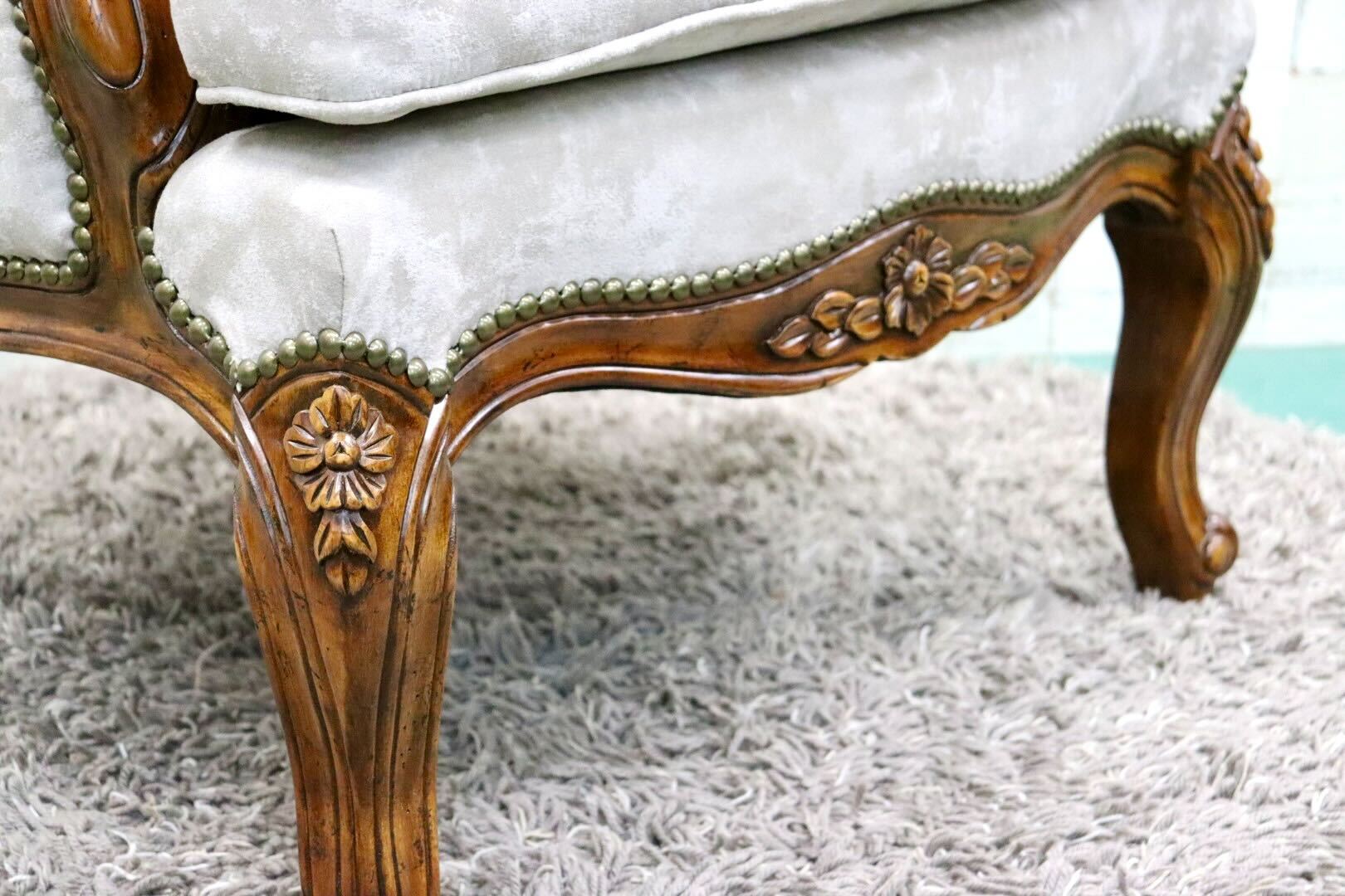 GMGK374A○Canffy CA-0005 アームチェア シングルソファ ラウンジチェア ロココ調 ヨーロピアン ポリエステルファブリック 約9万 展示品