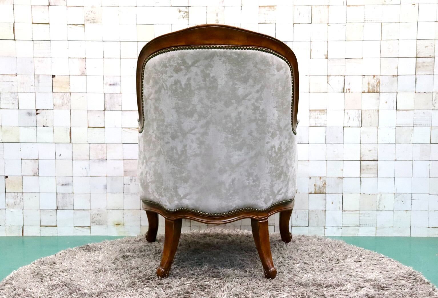 GMGK374A○Canffy CA-0005 アームチェア シングルソファ ラウンジチェア ロココ調 ヨーロピアン ポリエステルファブリック 約9万 展示品