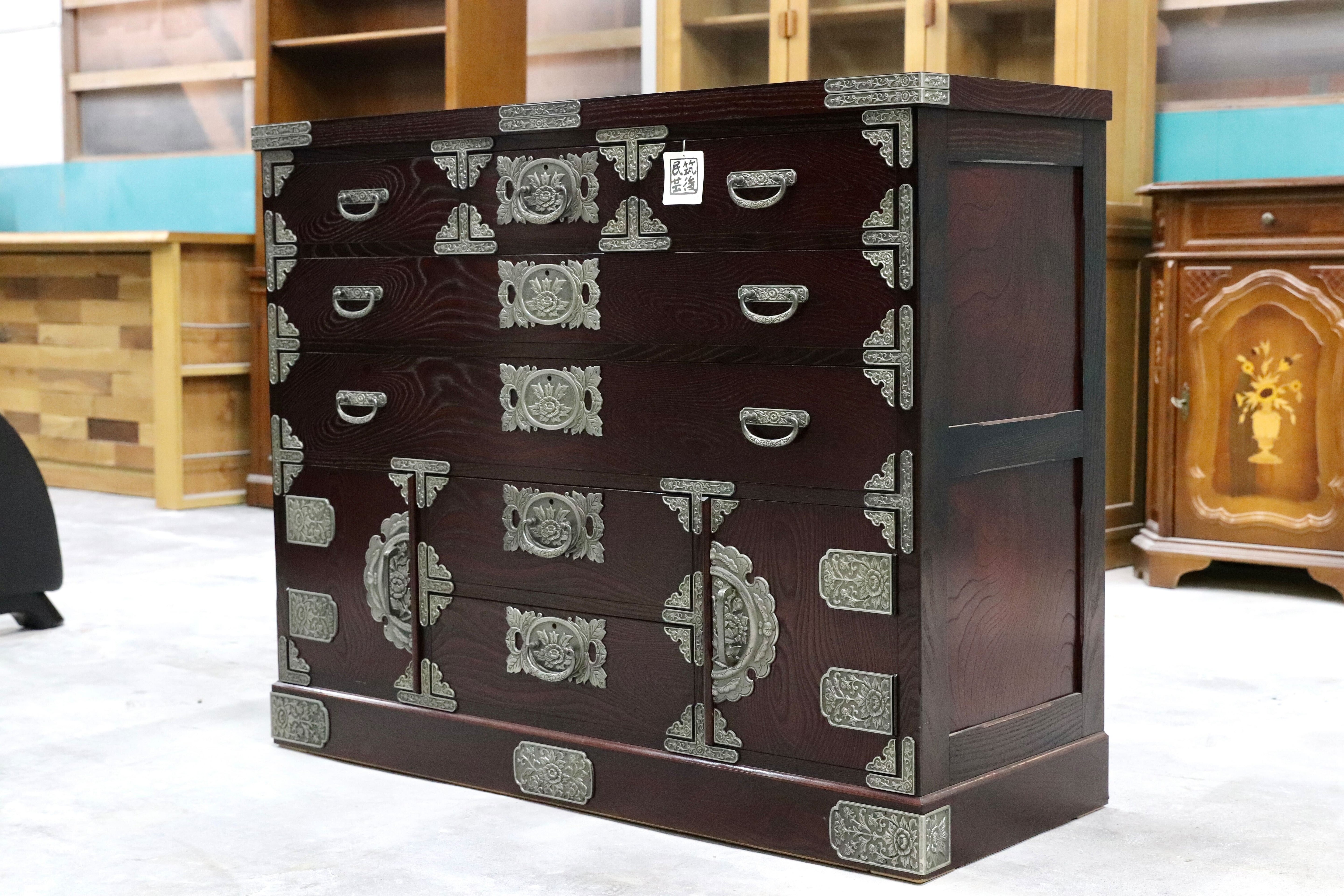 GMHH289○筑後民芸家具 チェスト 整理箪笥 サイドボード リビングボード 和家具 最高級 定価約42万