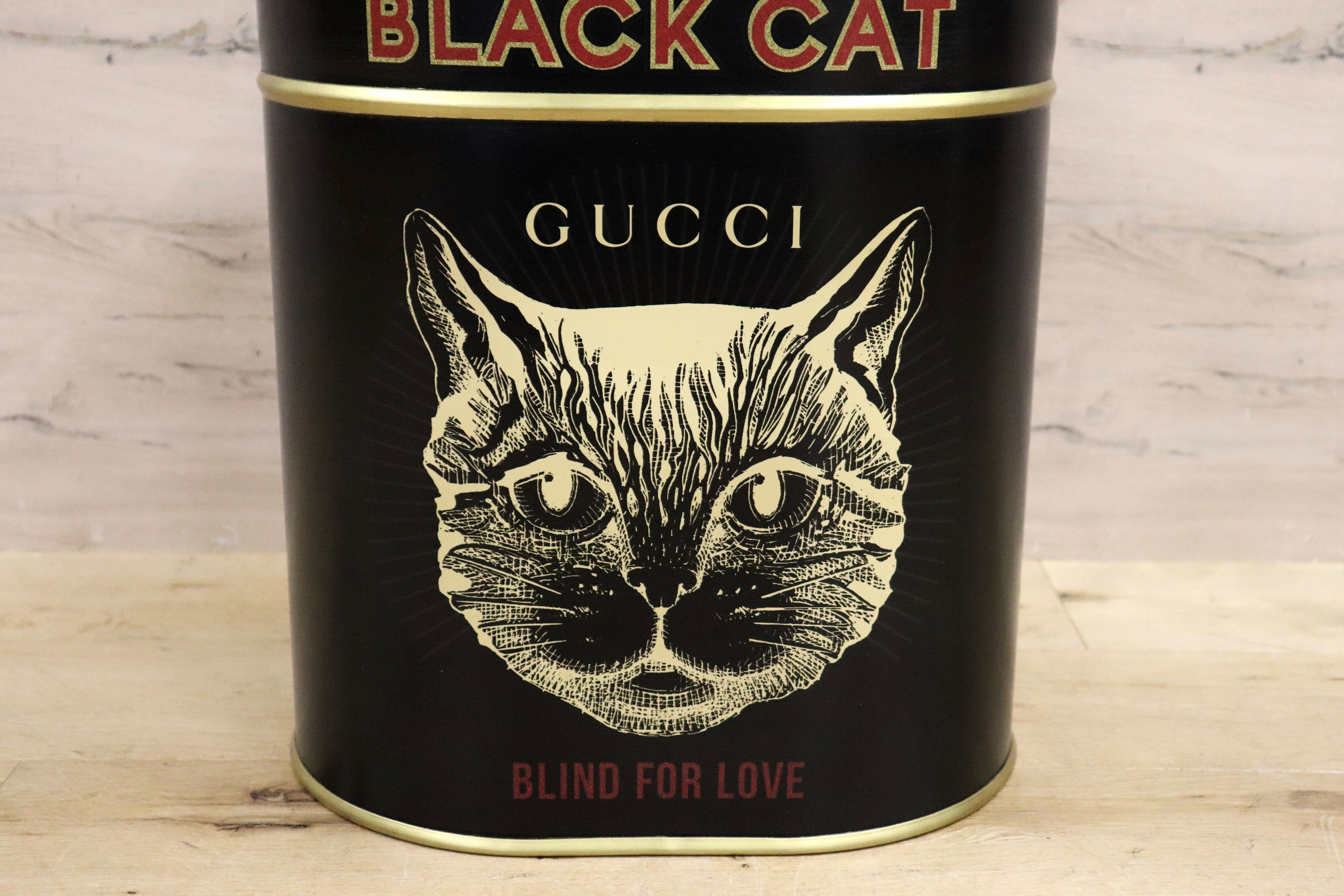 GMHO14○GUCCI / グッチ 収納ボックス blackcat Alessandro Michele アレッサンドロミケーレ 猫 蓋付き収納 ダストボックス 約40万 稀少