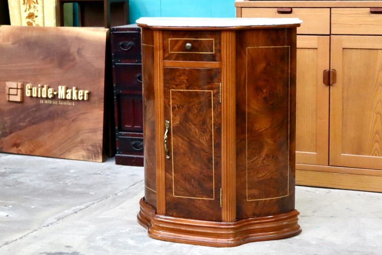 GMIH383A○サイドボード キャビネット 花台 木製 大理石天板 引き出し レトロ ヨーロピアン ヴィンテージ