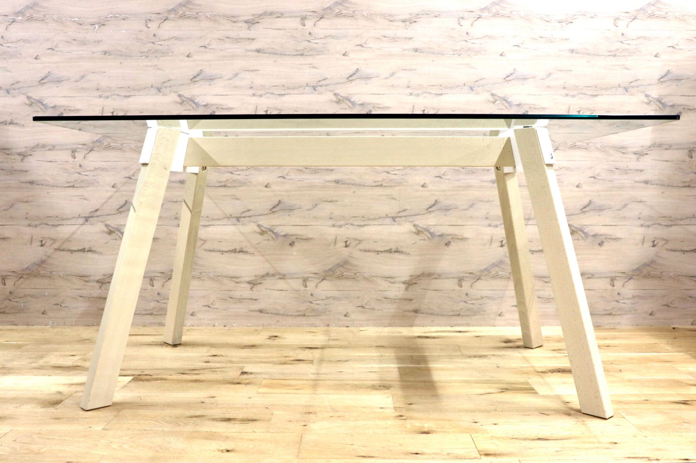 GMHN44A○Calligaris / カリガリス PAPER ペーパー ダイニングテーブル ガラス ビーチ材 イタリアモダン 展示品