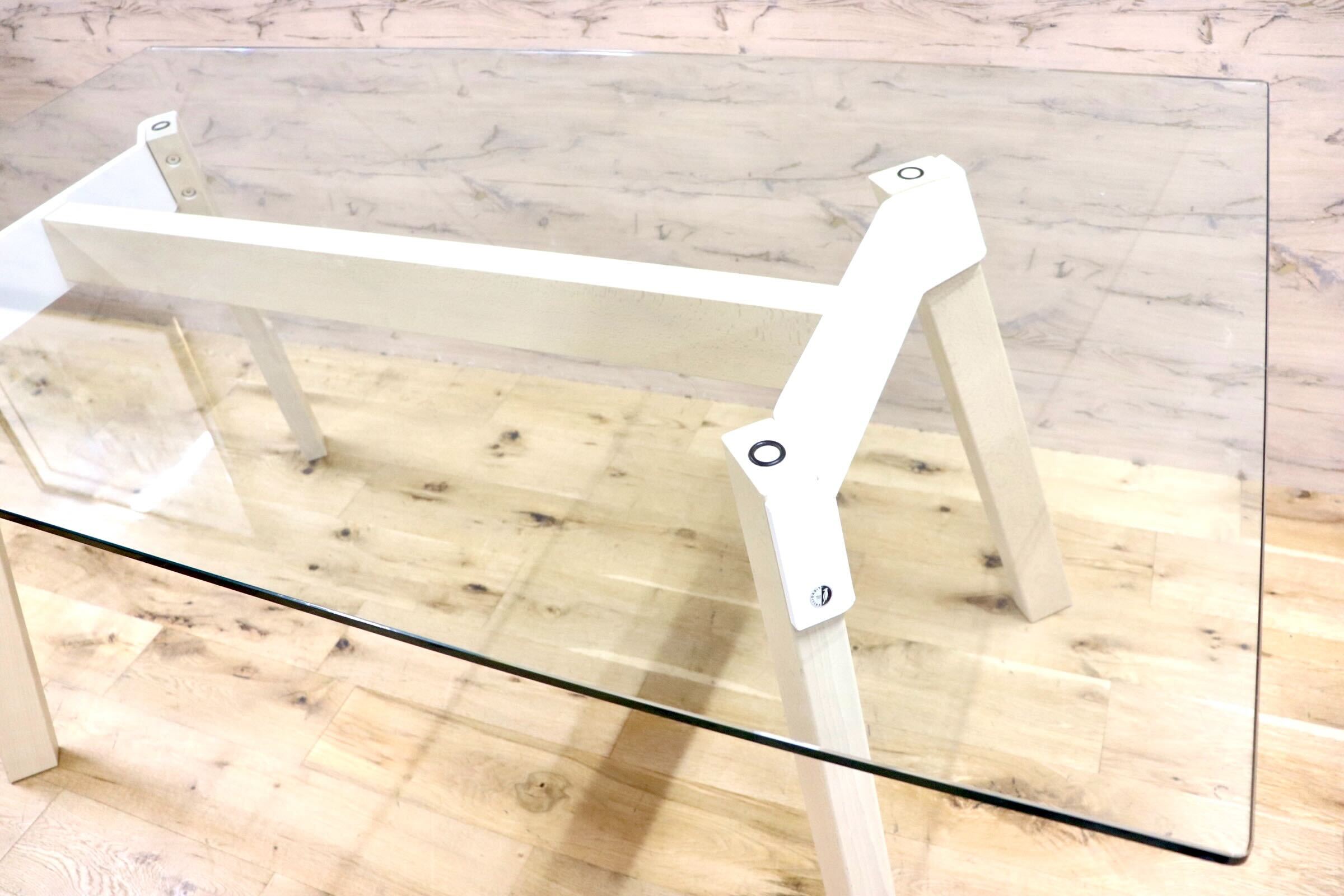 GMHN44A○Calligaris / カリガリス PAPER ペーパー ダイニングテーブル ガラス ビーチ材 イタリアモダン 展示品