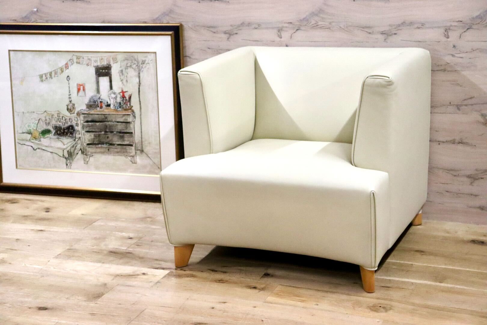 GMGS155B○WITTMAN / ヴィットマン HAVANNA ハバナ パオロピーヴァ ラウンジチェア 総革 アイボリー IDC大塚家具 最高級 約80万