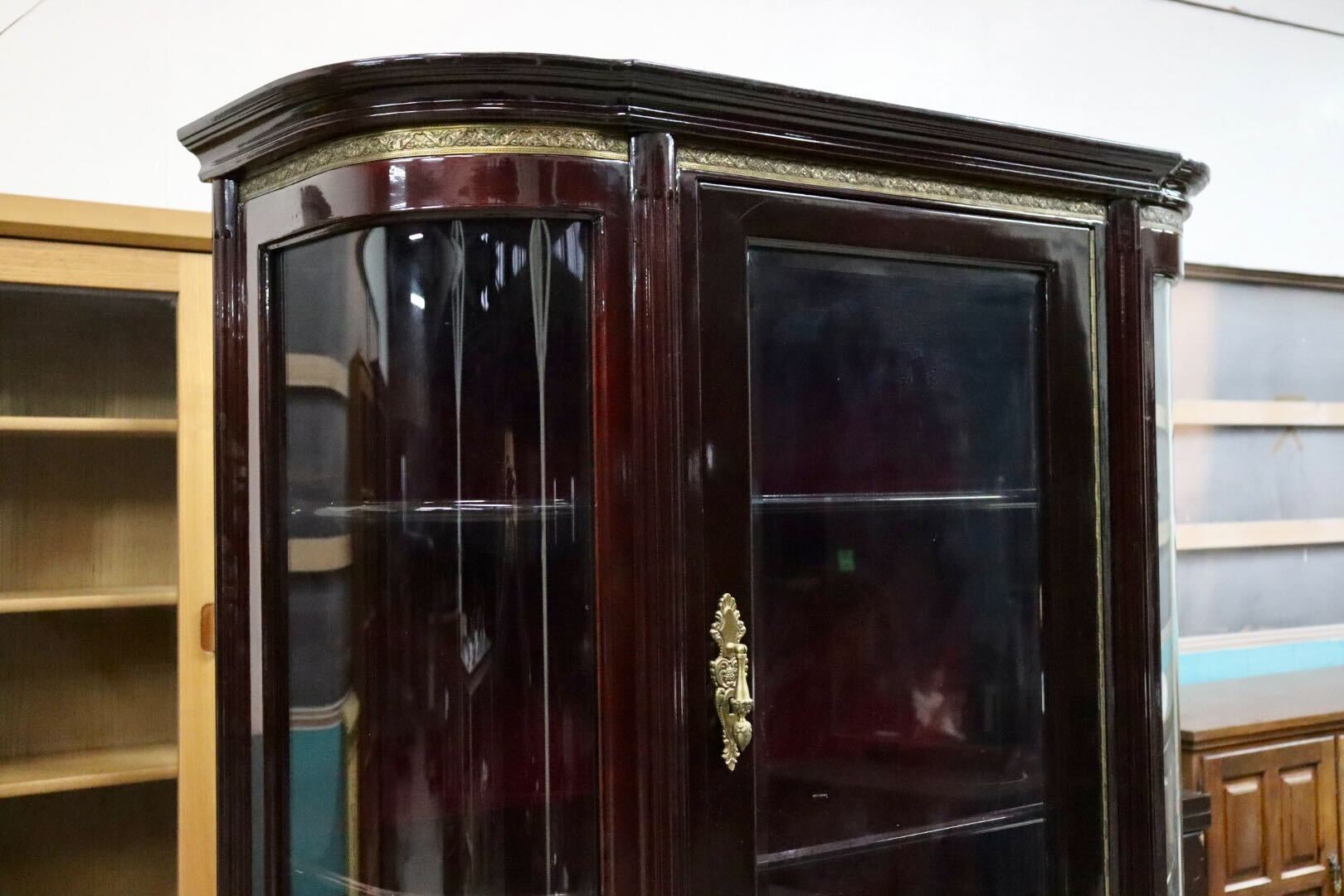 GMIK505○初音の家具 キュリオケース 飾り棚 キャビネット コレクションボード ヨーロピアン クラシック アンティーク 田中家具製作所