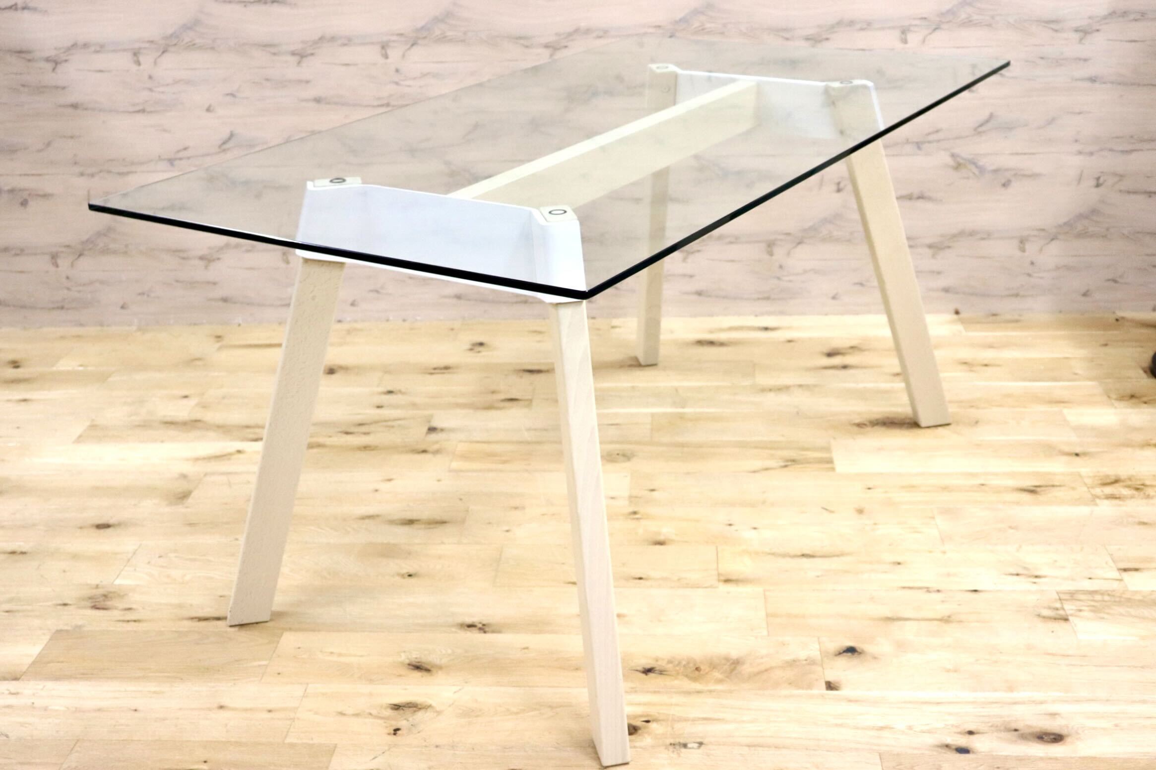 GMHN44A○Calligaris / カリガリス PAPER ペーパー ダイニングテーブル ガラス ビーチ材 イタリアモダン 展示品