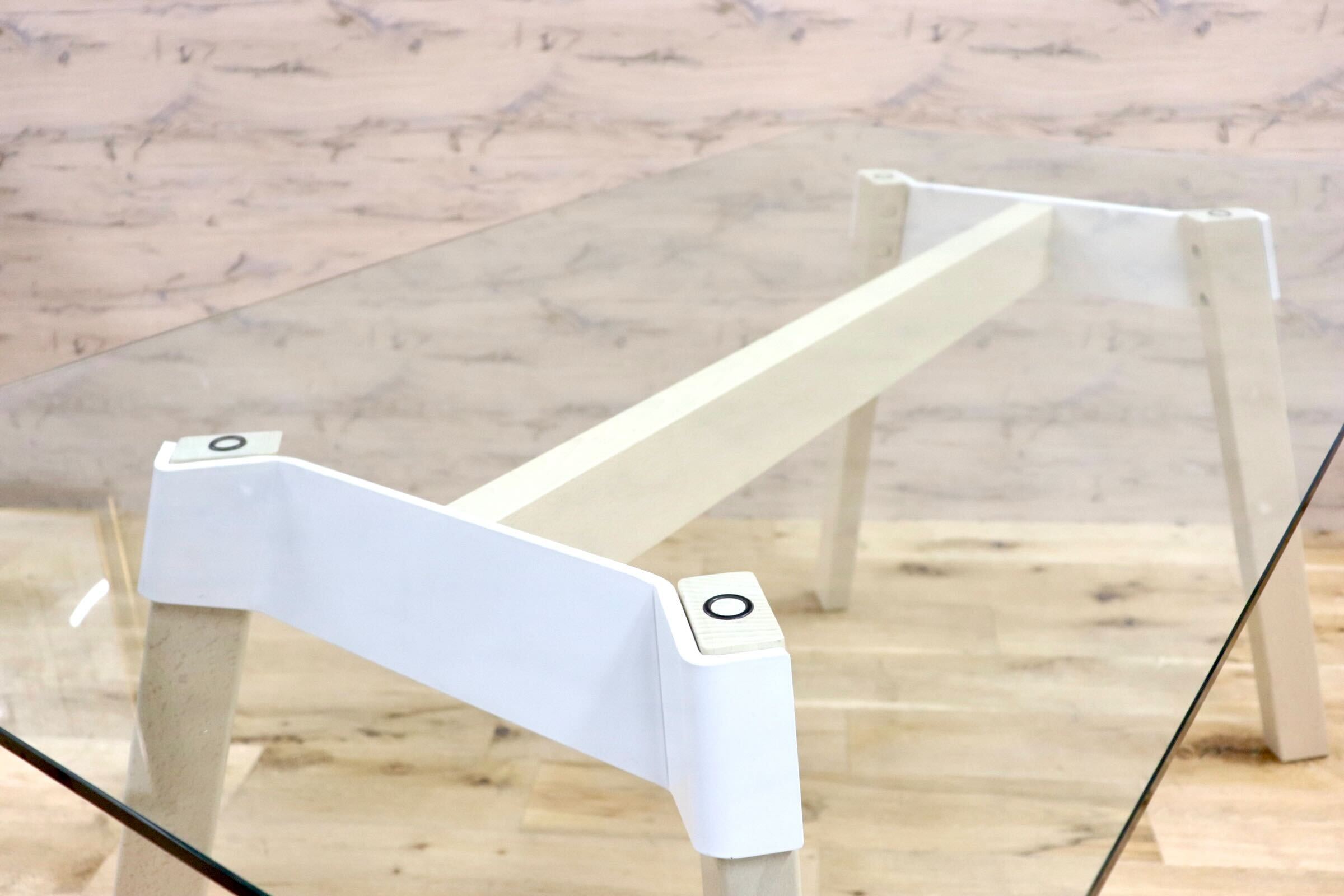 GMHN44A○Calligaris / カリガリス PAPER ペーパー ダイニングテーブル ガラス ビーチ材 イタリアモダン 展示品