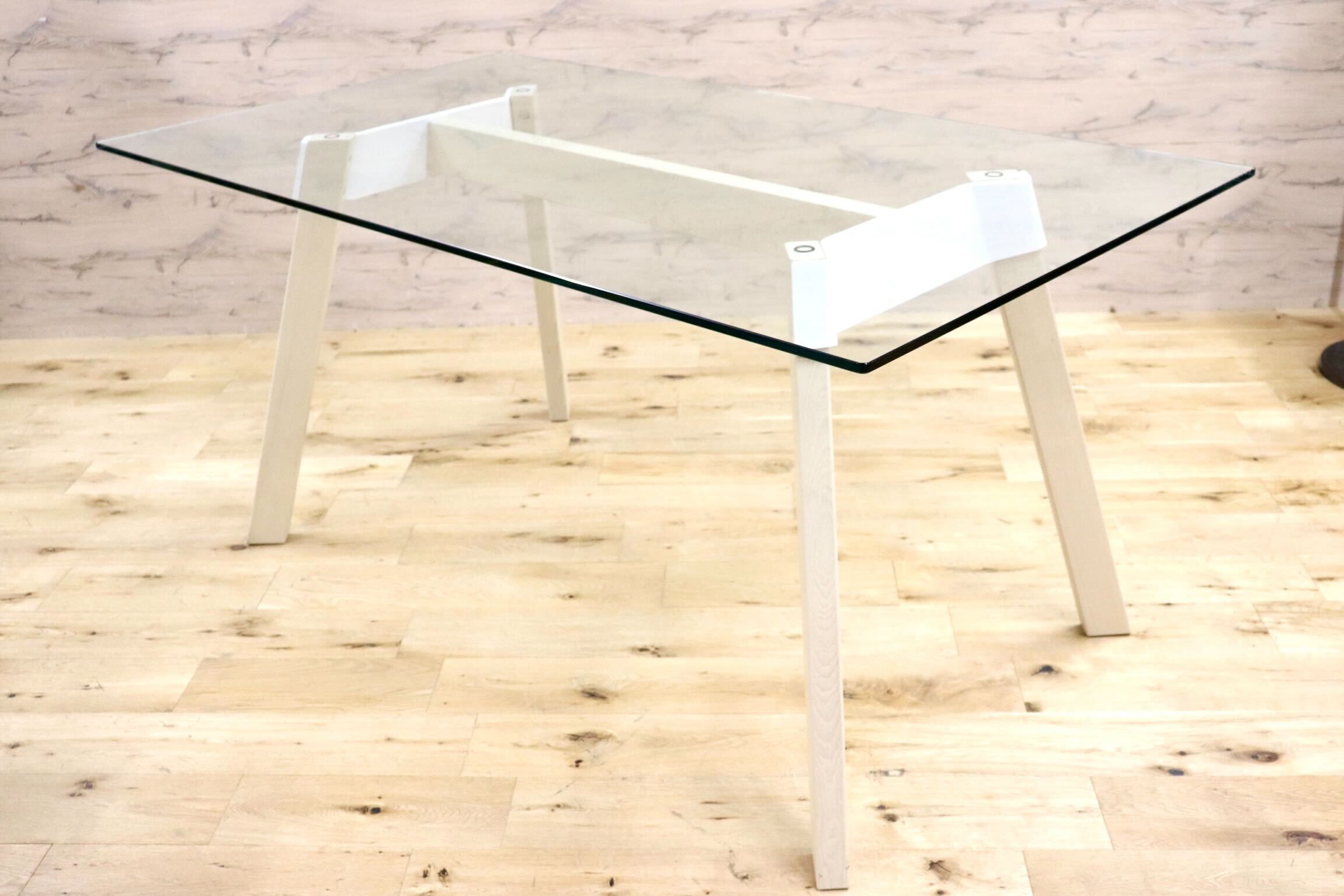GMHN44A○Calligaris / カリガリス PAPER ペーパー ダイニングテーブル ガラス ビーチ材 イタリアモダン 展示品