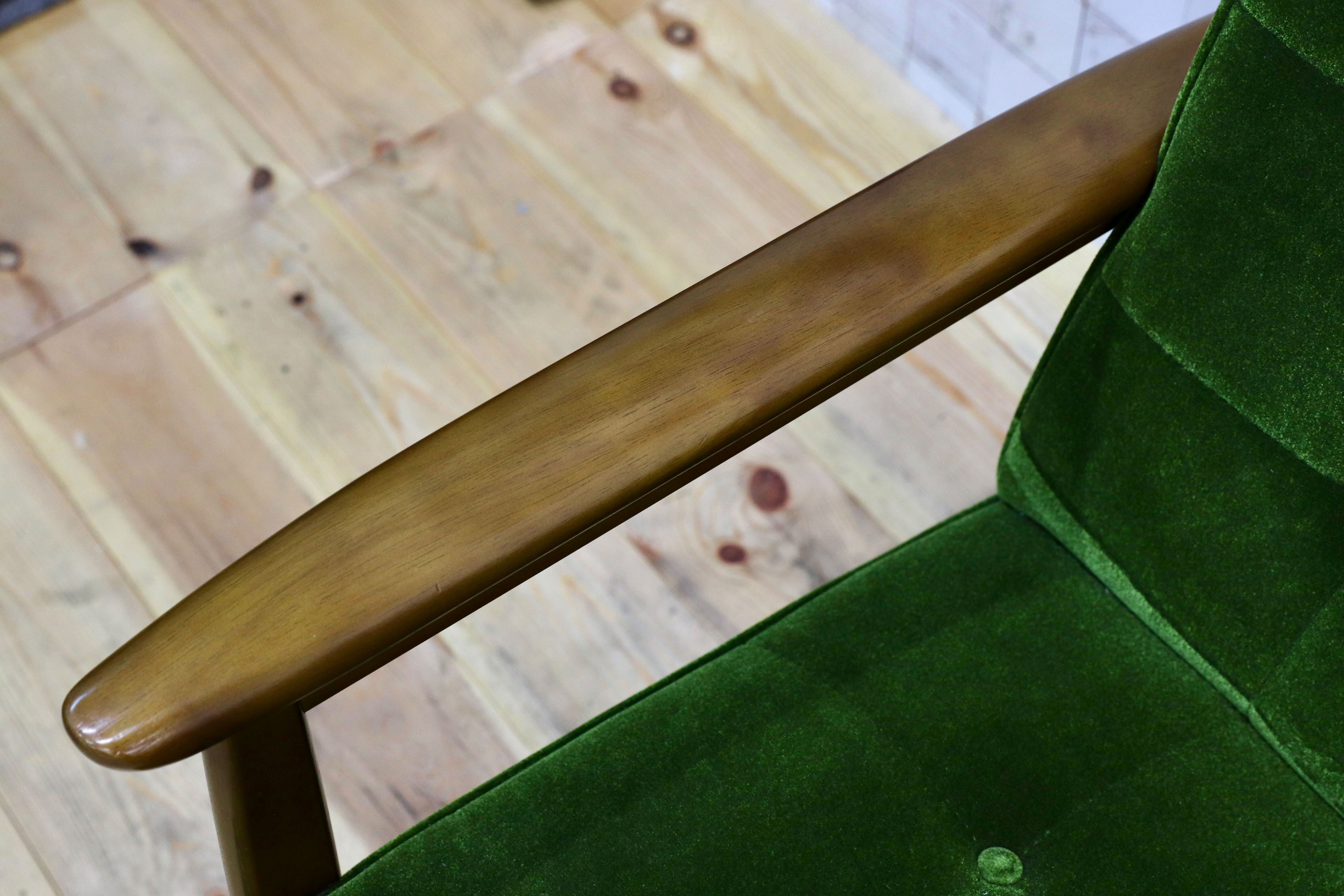 GMIS299○カリモク60 Kチェア 2シーター モケットグリーン karimoku 2人掛けソファ ラブソファ アームチェア