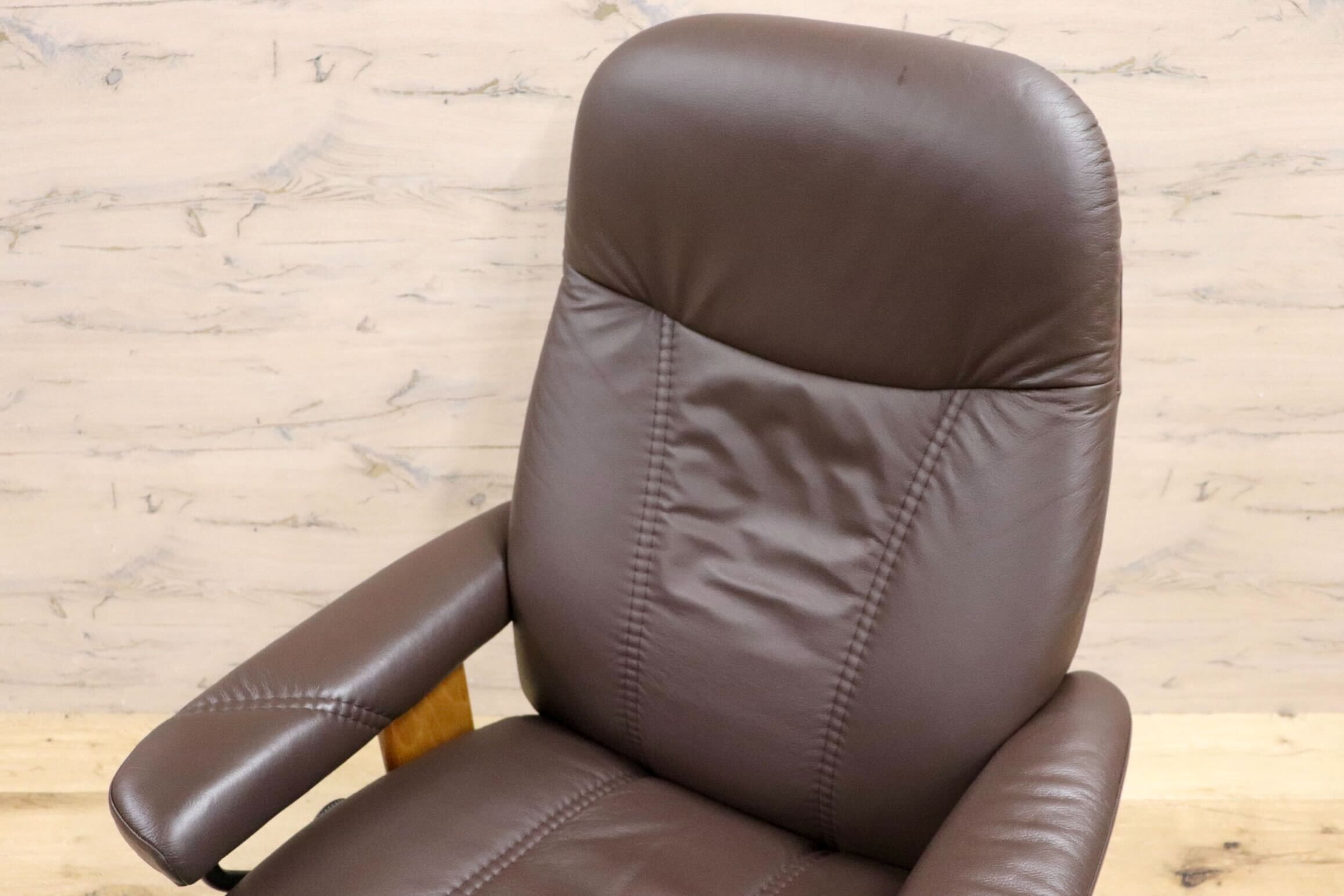 GMHN78○EKORNES / エコーネス コンサル リクライニングチェア パーソナルチェア オットマン 北欧 ノルウェー 本革 ブラウン 約26万 展示品