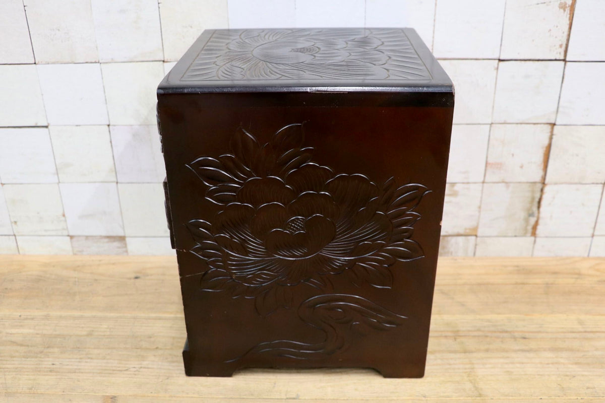 GMJS361D〇整理箪笥 小物入れ 小箪笥 木製 和家具 箪笥 牡丹彫刻