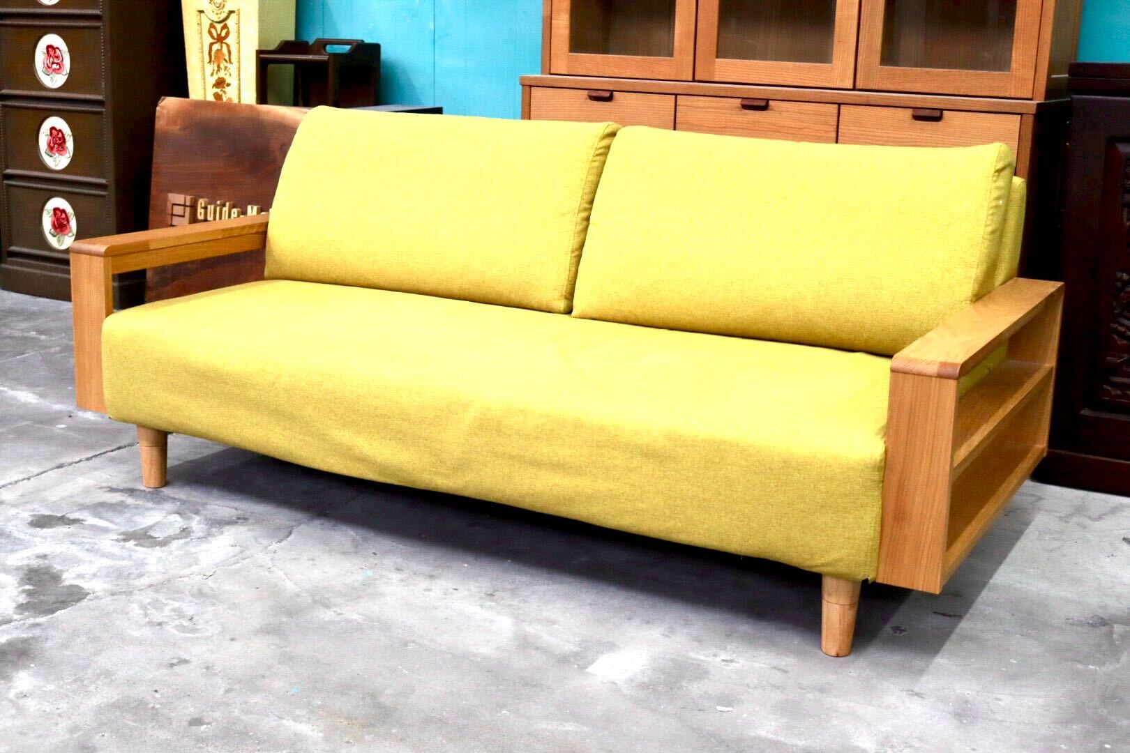 GMIS508○家具の大丸 Nicole ニコール トリプルソファ 3人掛けソファ 天然木 オーク材 ファブリック モダン