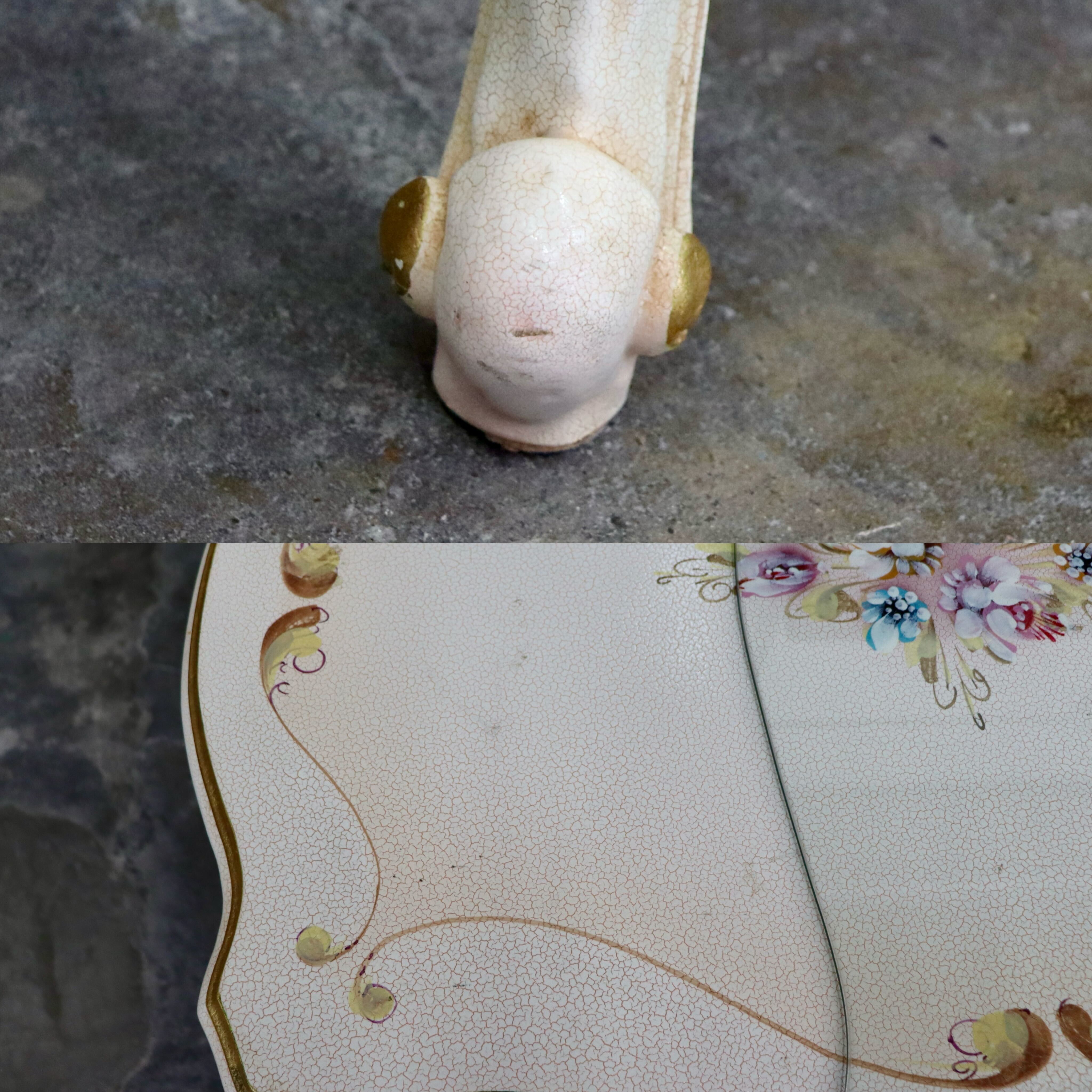 GMIS418A○サイドテーブル ローテーブル コーヒーテーブル 猫脚 ヨーロピアン ロココ調 アンティーク エレガント 花柄