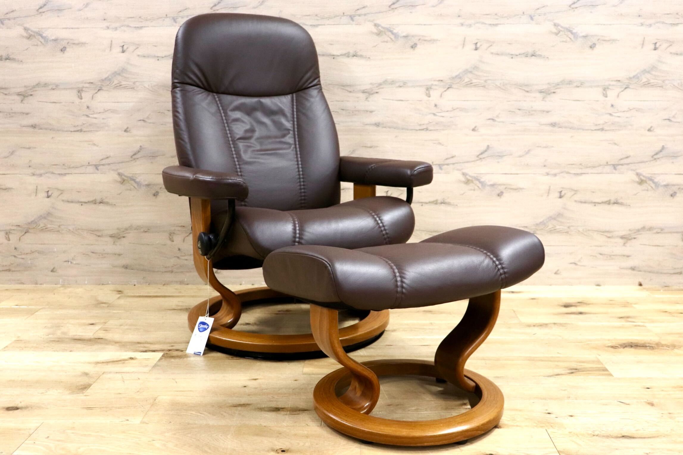 GMHN78○EKORNES / エコーネス コンサル リクライニングチェア パーソナルチェア オットマン 北欧 ノルウェー 本革 ブラウン 約26万 展示品