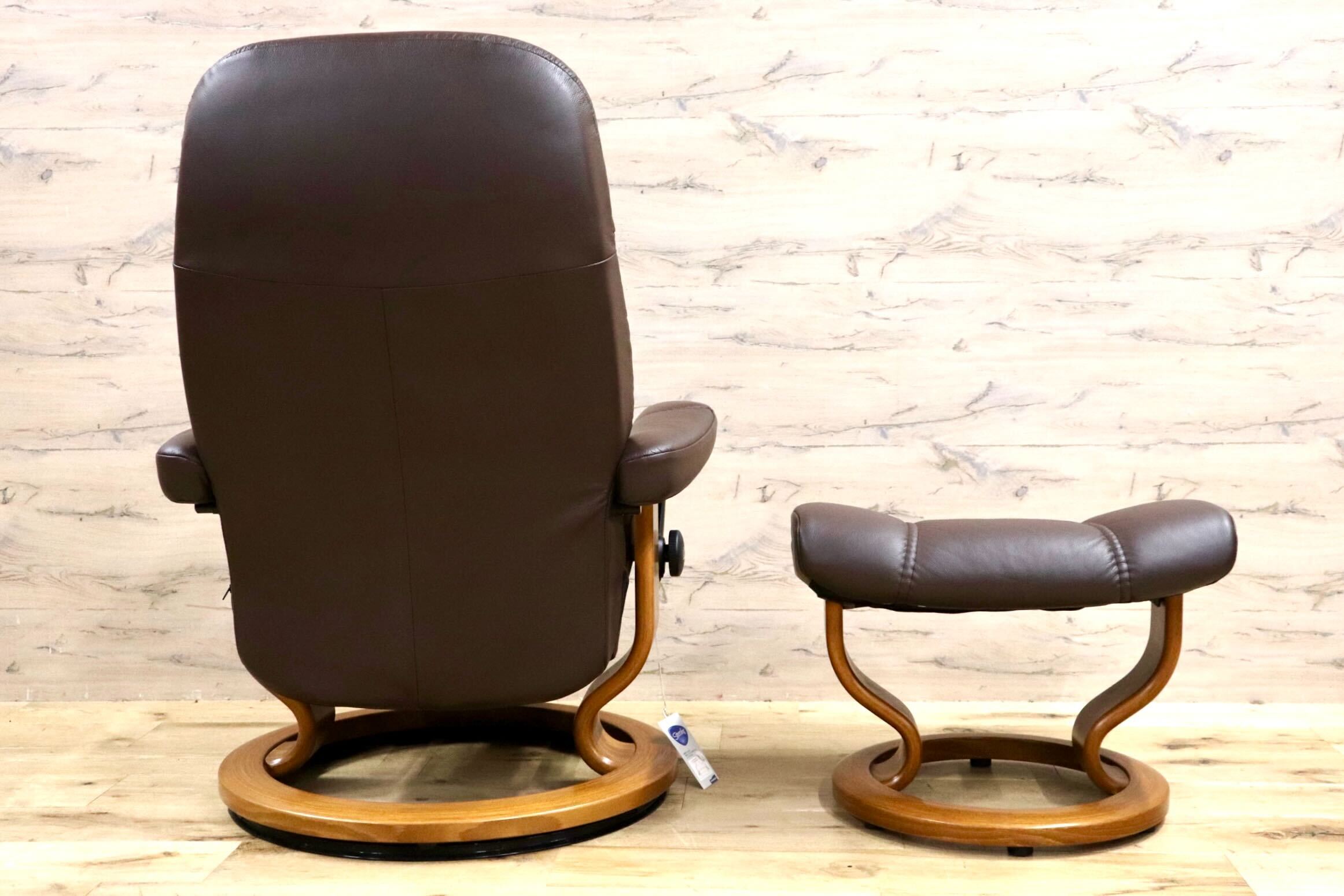 GMHN78○EKORNES / エコーネス コンサル リクライニングチェア パーソナルチェア オットマン 北欧 ノルウェー 本革 ブラウン 約26万 展示品