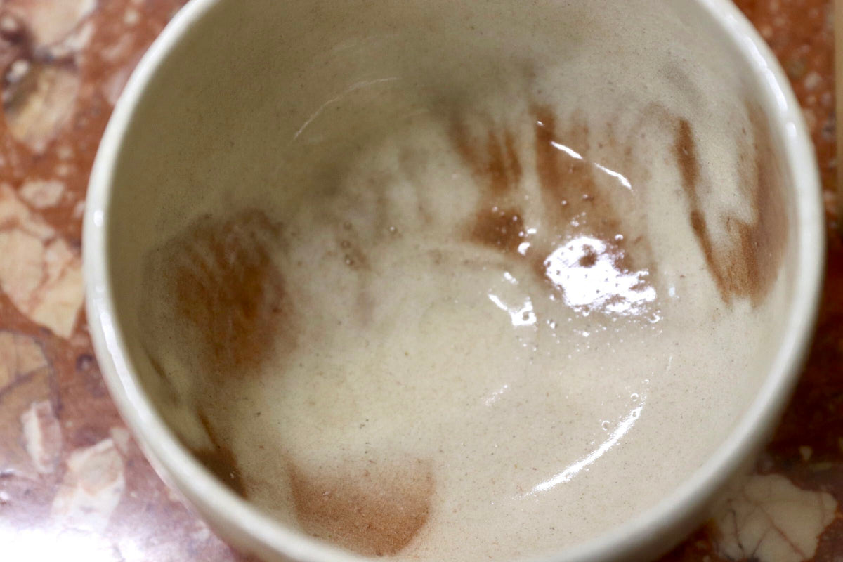 GMJK405B○天郷窯 西村省二 上野焼 茶碗 抹茶碗 茶道具 鉄釉景色 貫入 共箱 栞付 伝統工芸
