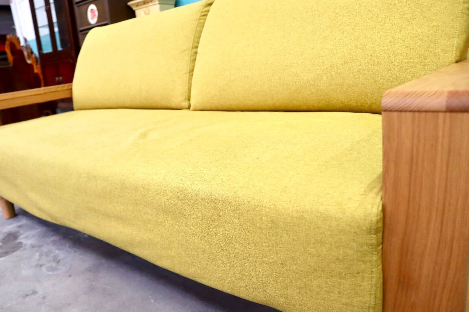 GMIS508○家具の大丸 Nicole ニコール トリプルソファ 3人掛けソファ 天然木 オーク材 ファブリック モダン