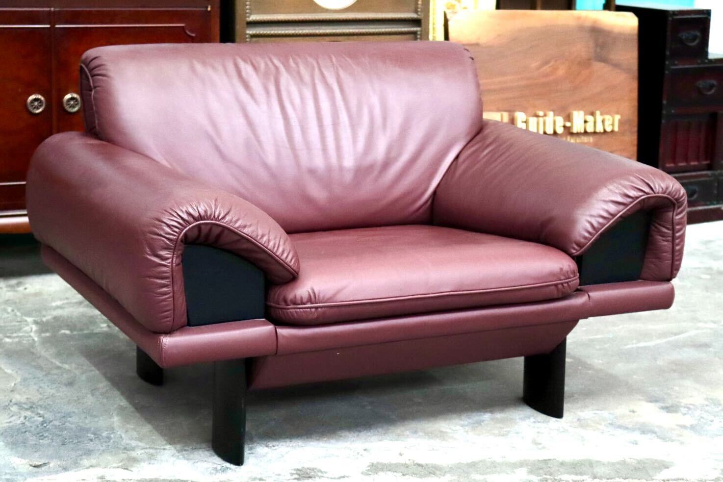 GMIS512B○モリシゲ / MORISHIGE シングルソファ 1人掛けソファ アームチェア 椅子 本革 IDC大塚家具 応接 モダン 国産家具