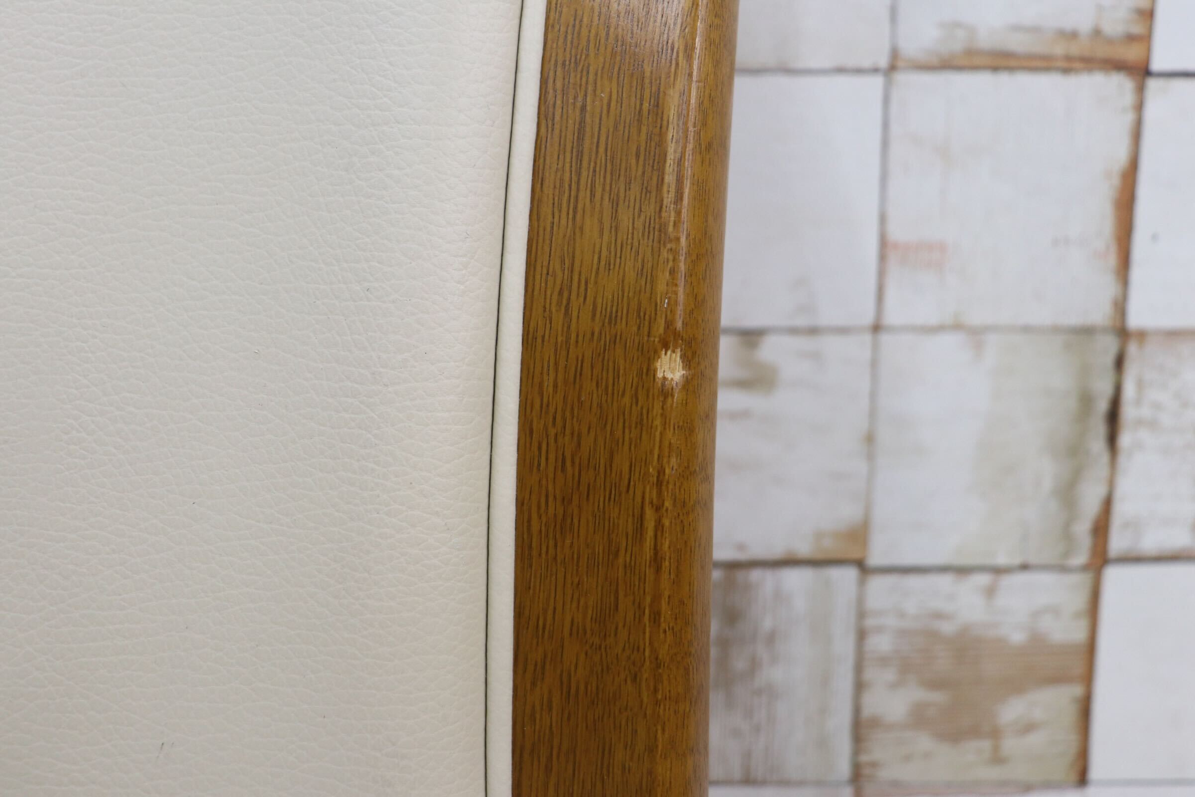 GMIS547A〇浜本工芸 / HAMAMOTO 椅子 ダイニングチェア アームレスチェア 本革 アイボリー オーク 定価約6.8万