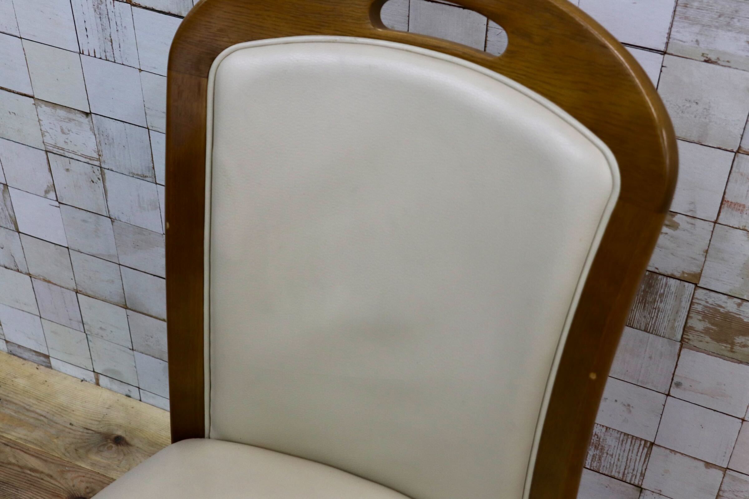 GMIS547A〇浜本工芸 / HAMAMOTO 椅子 ダイニングチェア アームレスチェア 本革 アイボリー オーク 定価約6.8万