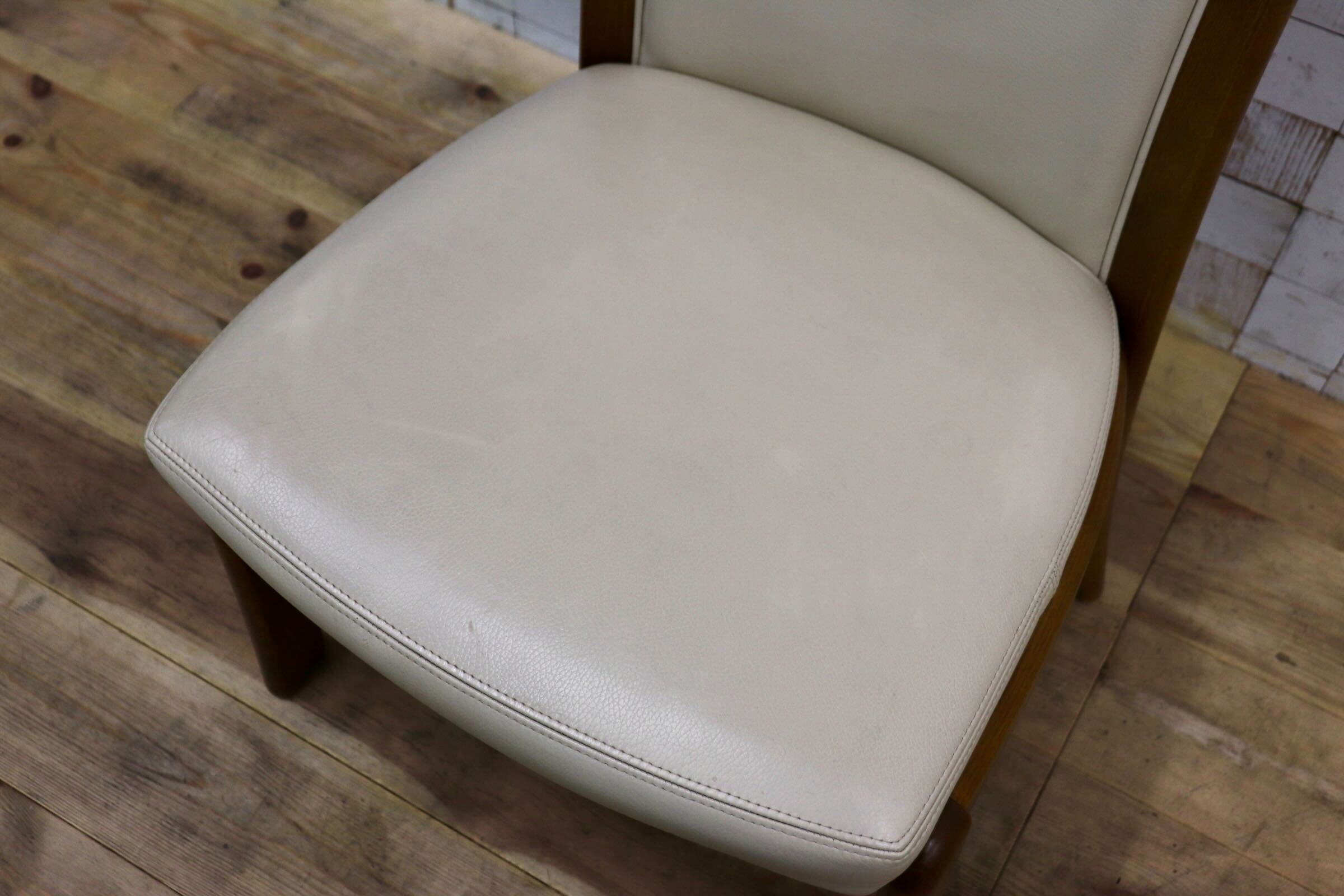 GMIS547A〇浜本工芸 / HAMAMOTO 椅子 ダイニングチェア アームレスチェア 本革 アイボリー オーク 定価約6.8万