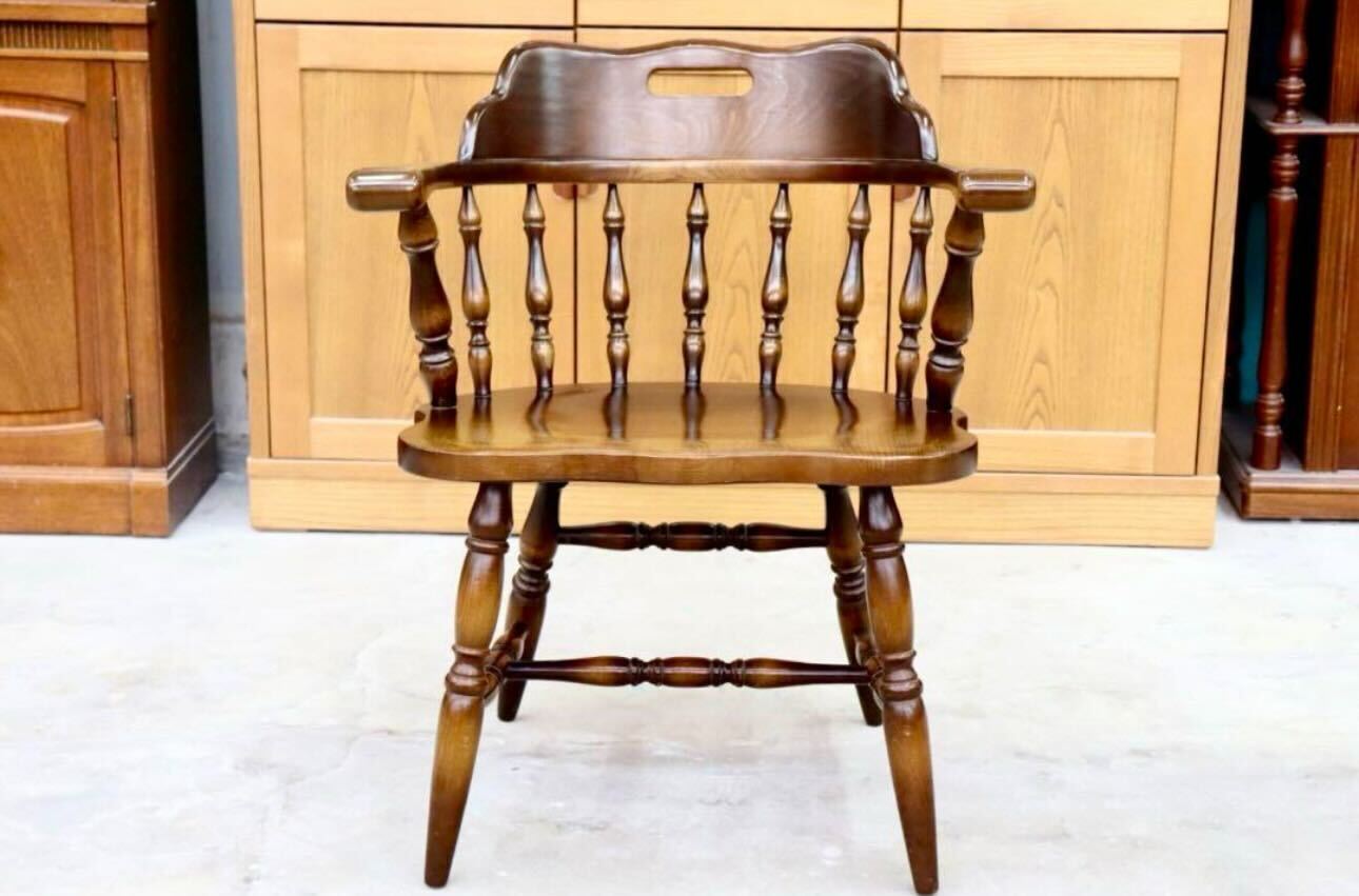 GMHS591C○飛騨産業 / HIDA キツツキ ウィンザーチェア ダイニングチェア 椅子 カントリー レトロ 無垢 国産家具