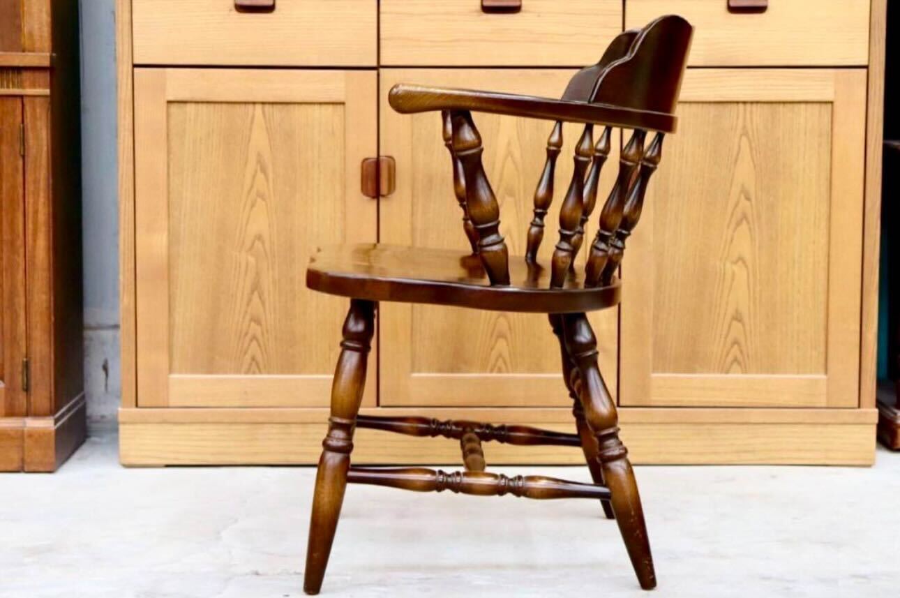 GMHS591C○飛騨産業 / HIDA キツツキ ウィンザーチェア ダイニングチェア 椅子 カントリー レトロ 無垢 国産家具