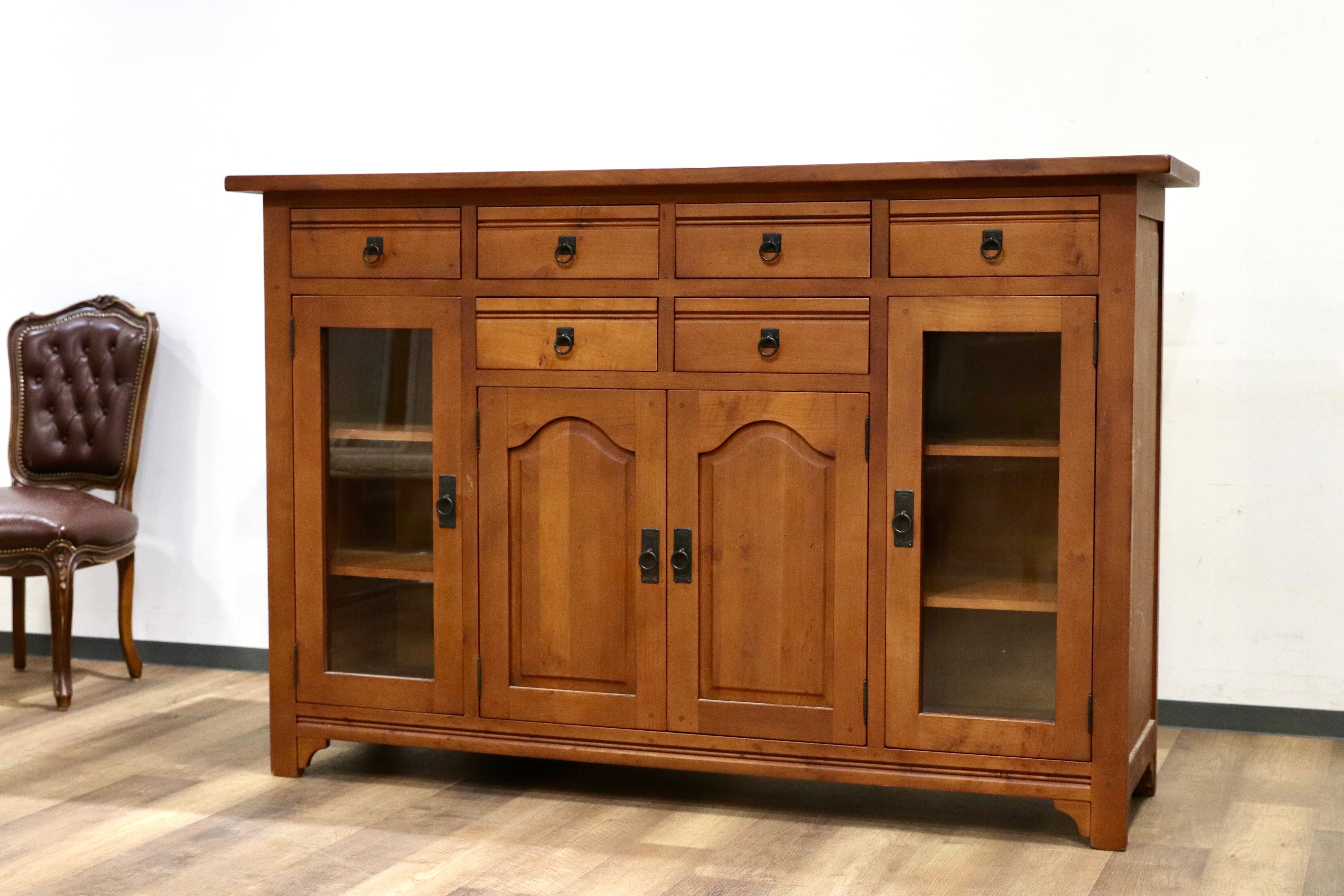 GMHK875○パイン材 カントリー オールド サイドボード リビングボード カウンター キャビネット 収納家具 店舗什器 検)アンファン