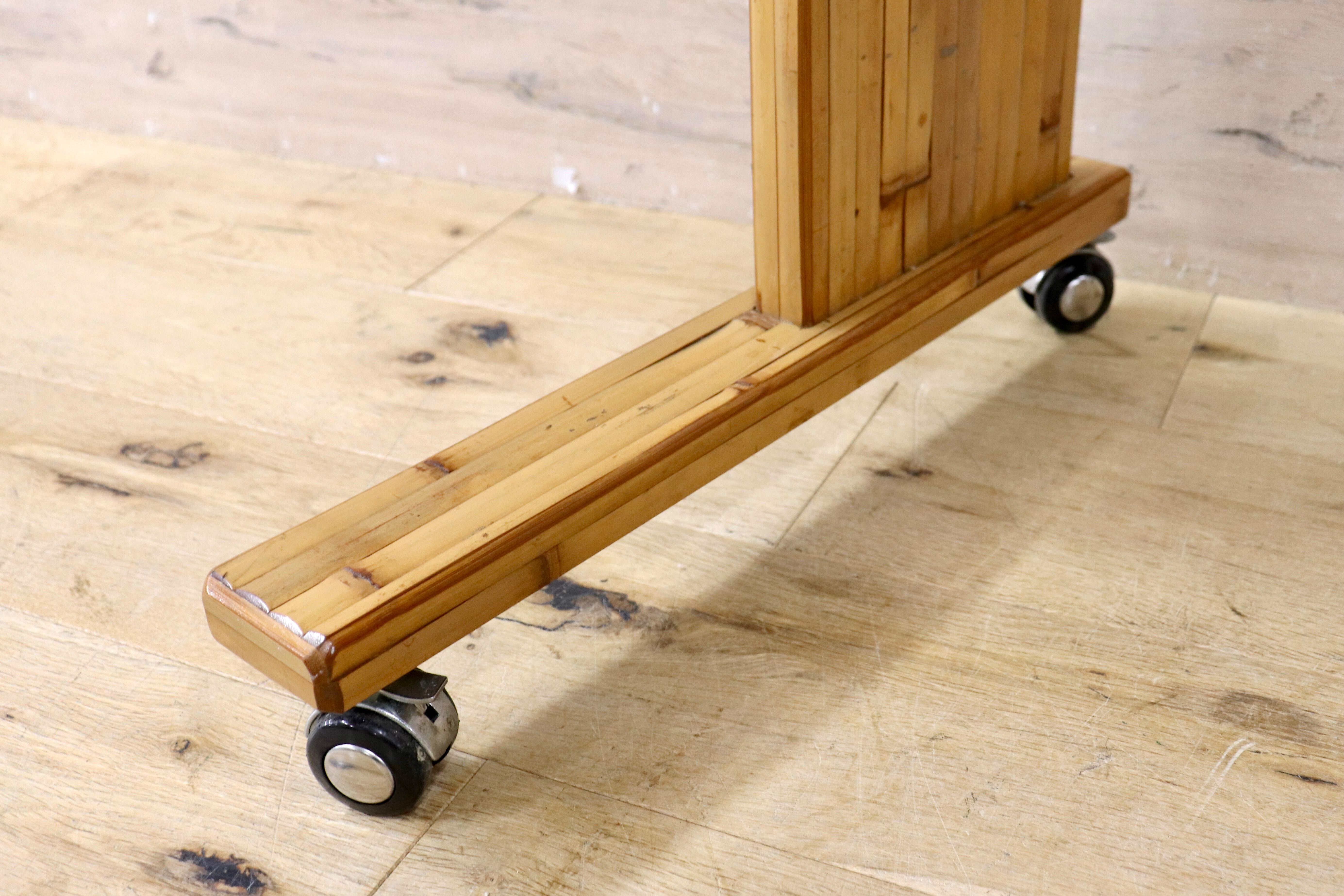 GMIK53C○梅里竹芸 Umezato Bamboo Craft 竹家具 机 キャスター付き デスク 作業台 工芸品 バンブー 宮崎 高級