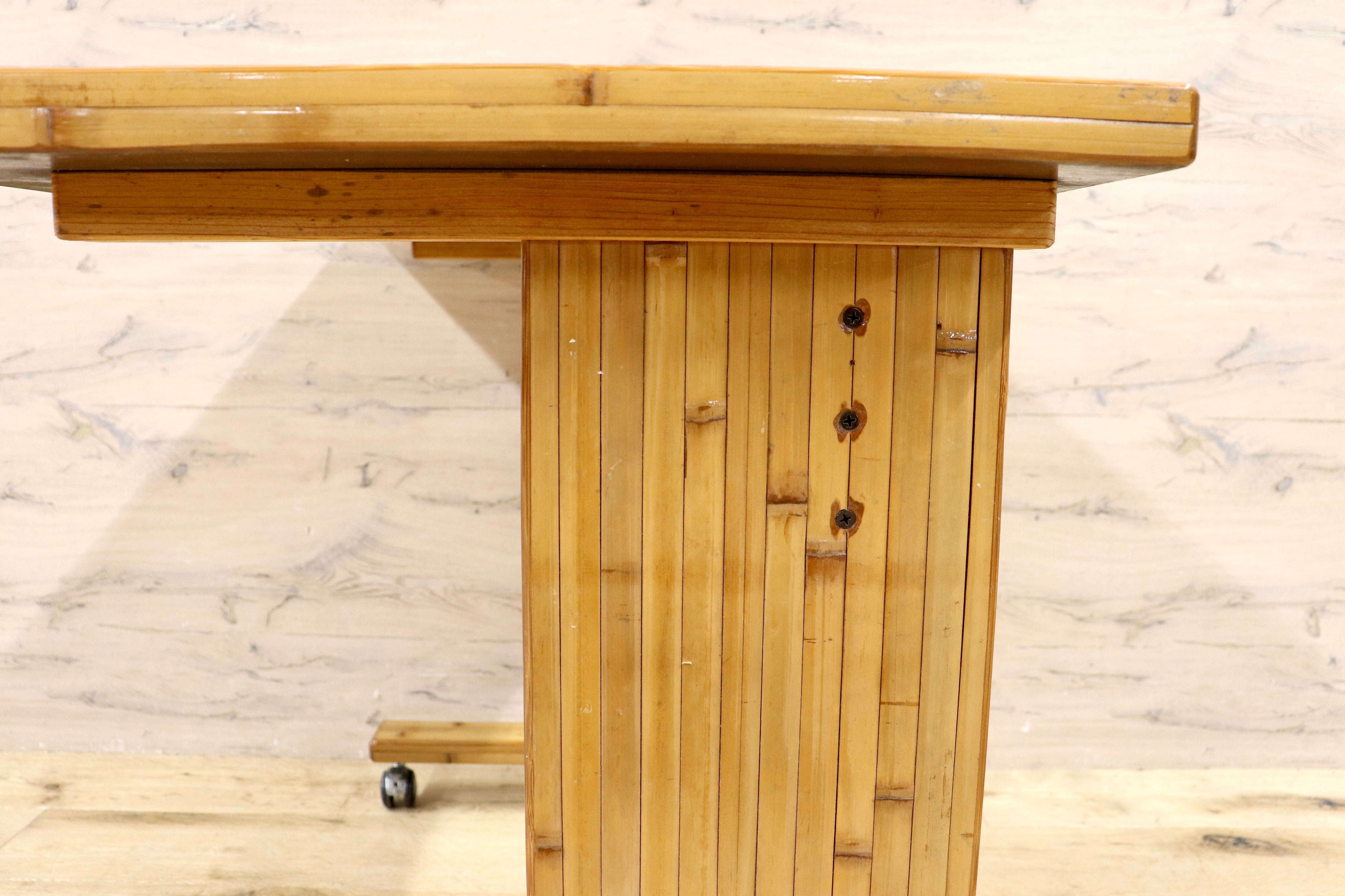 GMIK53C○梅里竹芸 Umezato Bamboo Craft 竹家具 机 キャスター付き デスク 作業台 工芸品 バンブー 宮崎 高級