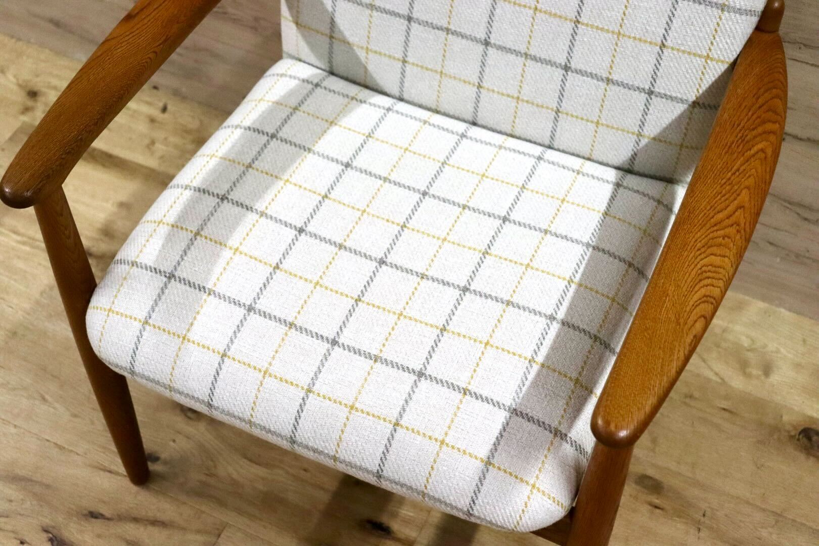 GMHK3D○オールドカリモク karimoku アームチェア 椅子 ラウンジチェア ダイニングチェア 楢無垢材 北欧スタイル ヴィンテージ リペア済