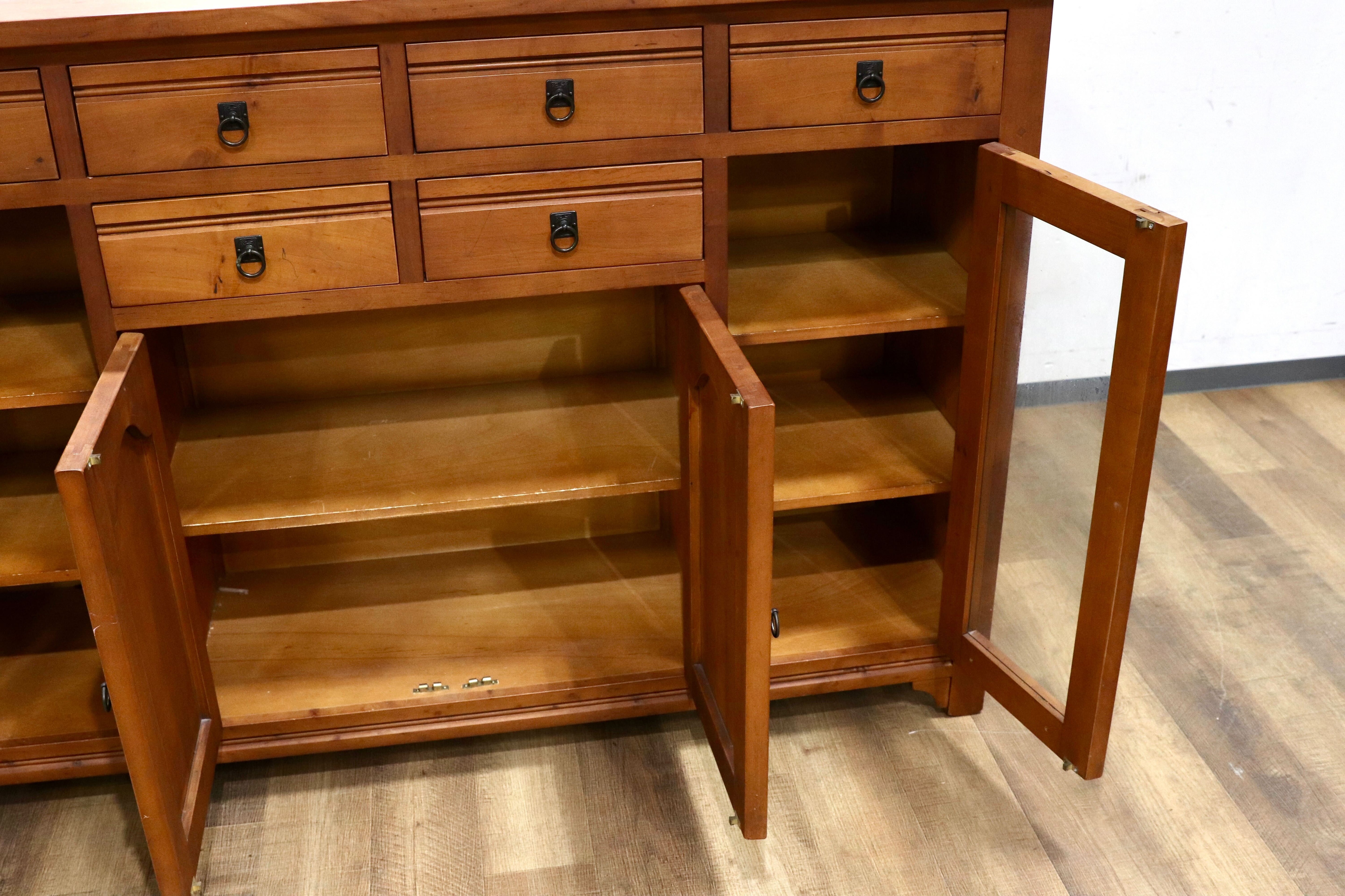 GMHK875○パイン材 カントリー オールド サイドボード リビングボード カウンター キャビネット 収納家具 店舗什器 検)アンファン