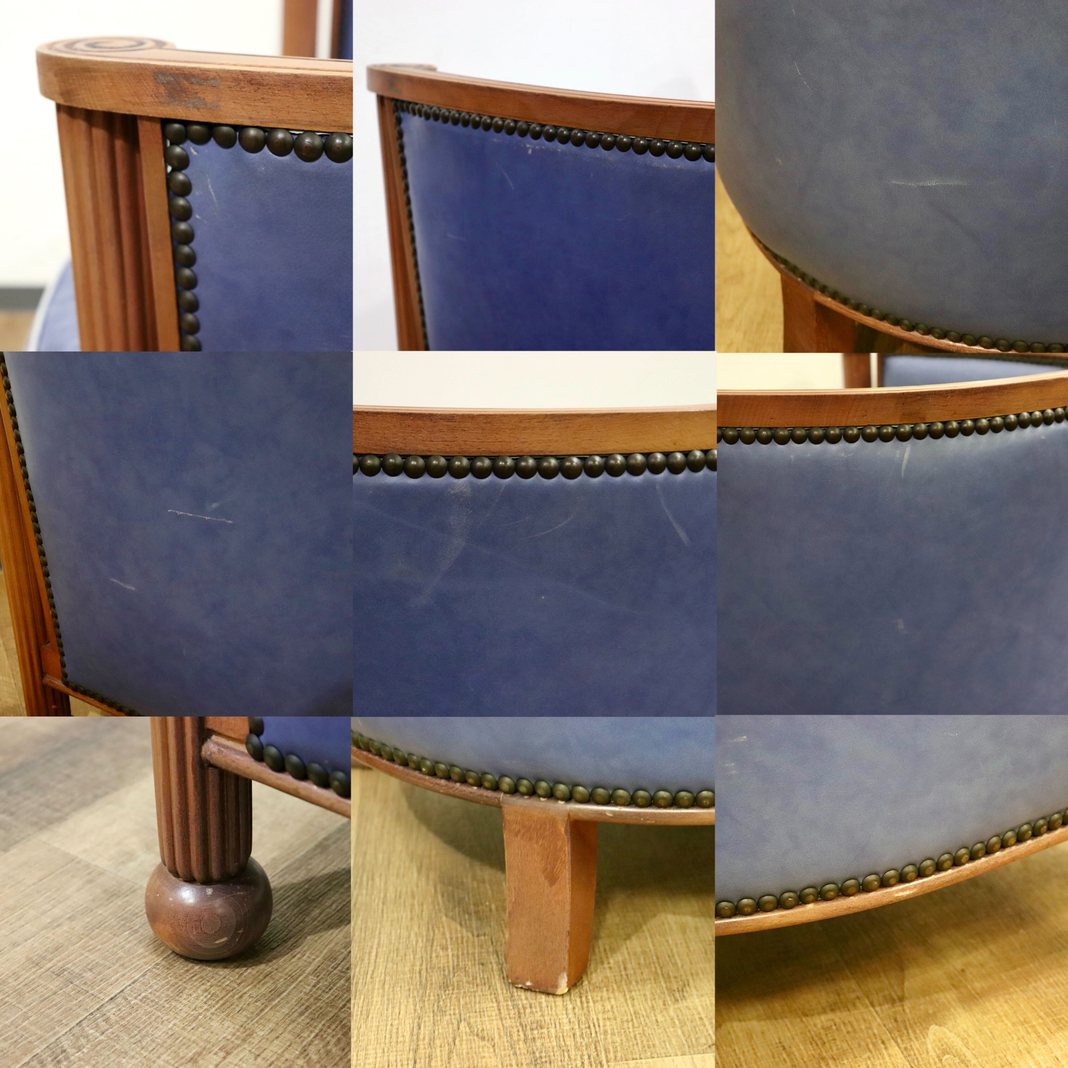 GMHN276A○西洋 フランス アンティーク 1人掛けソファ シングルソファ アームチェア 本革 鋲打ち ヨーロピアン クラシック ヴィンテージ