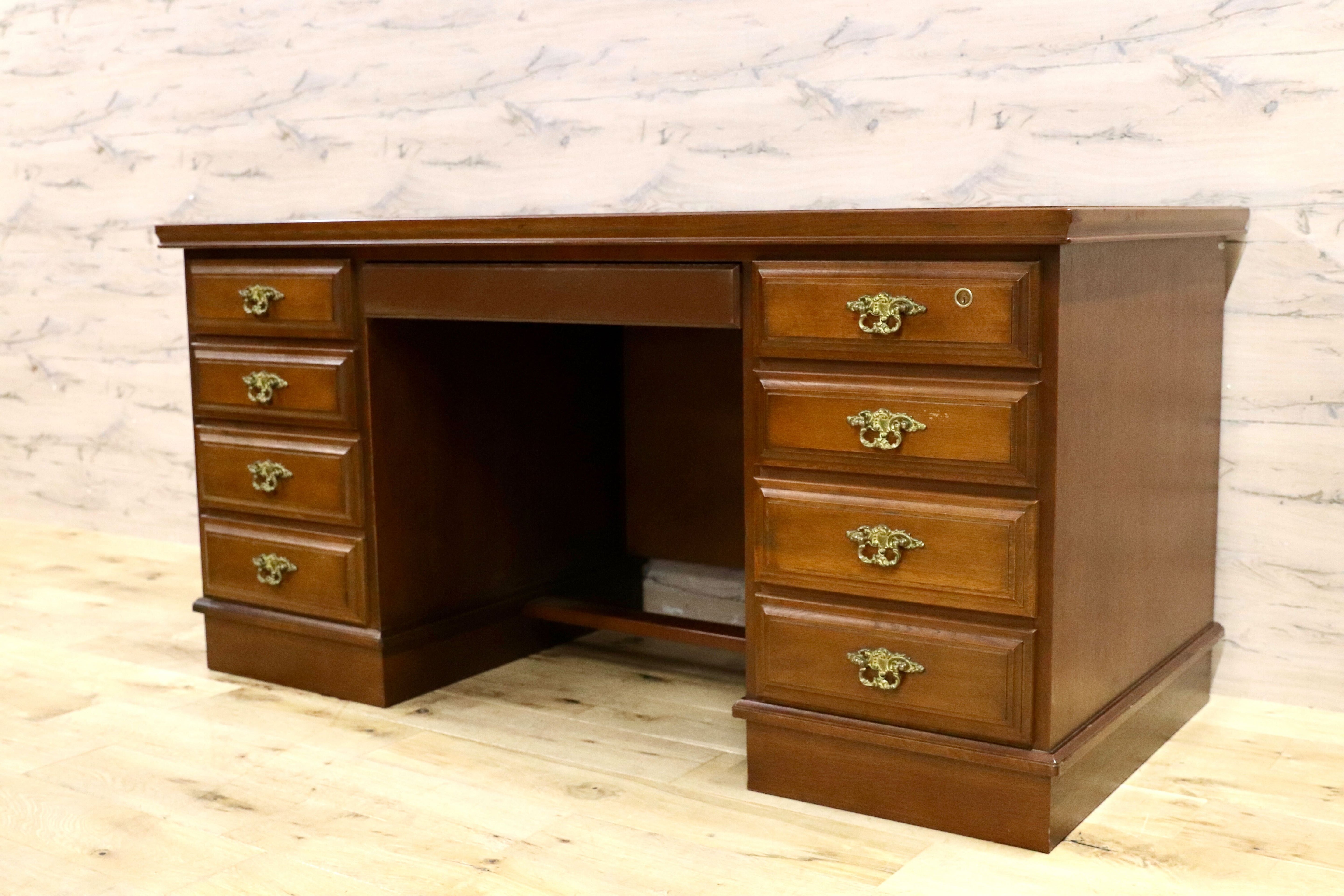 GMIH277B○karimoku / カリモク コロニアル 両袖机 書斎机 勉強机 学習デスク クラシック カントリー ヴィンテージ 国産家具 レトロ