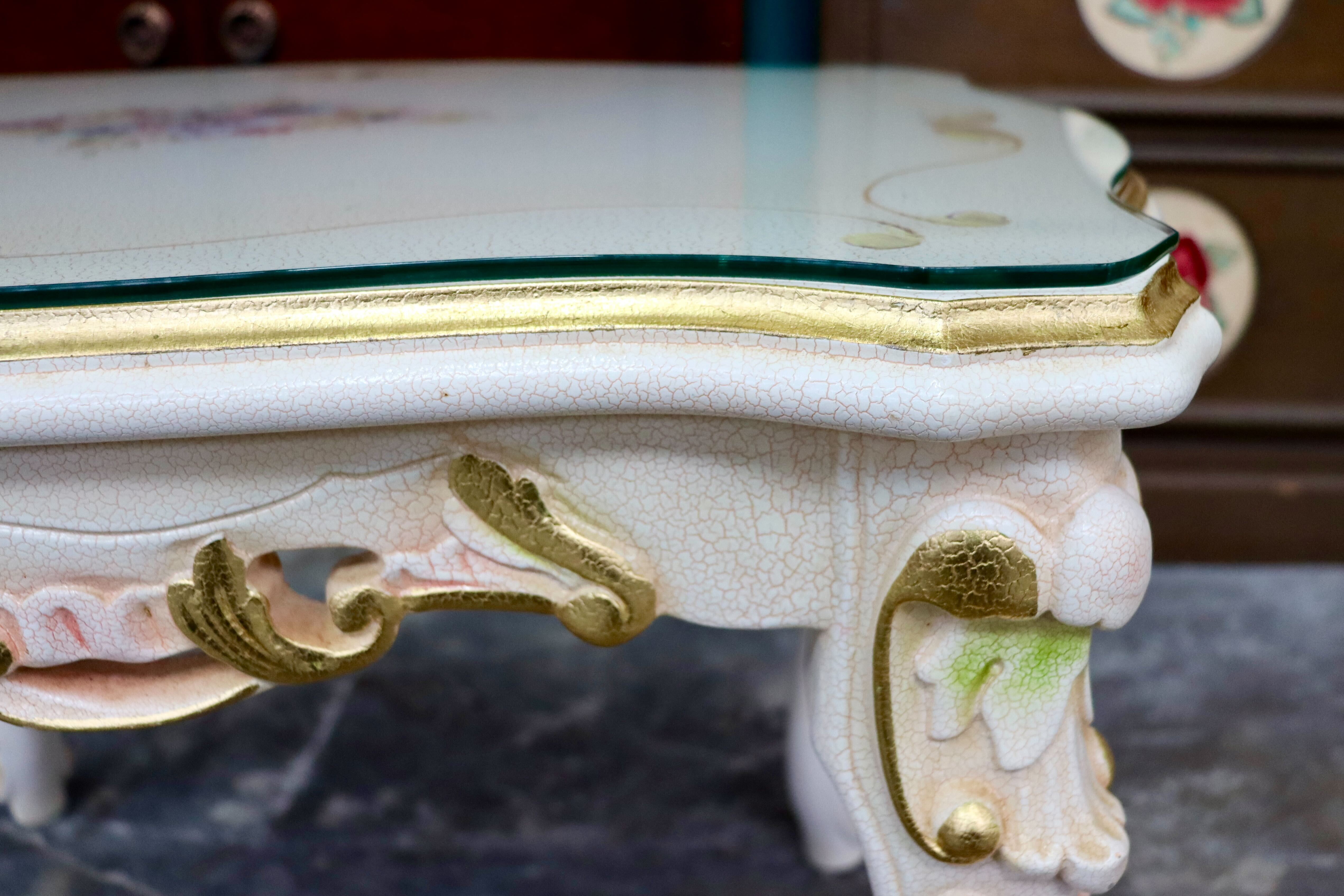 GMIS418A○サイドテーブル ローテーブル コーヒーテーブル 猫脚 ヨーロピアン ロココ調 アンティーク エレガント 花柄