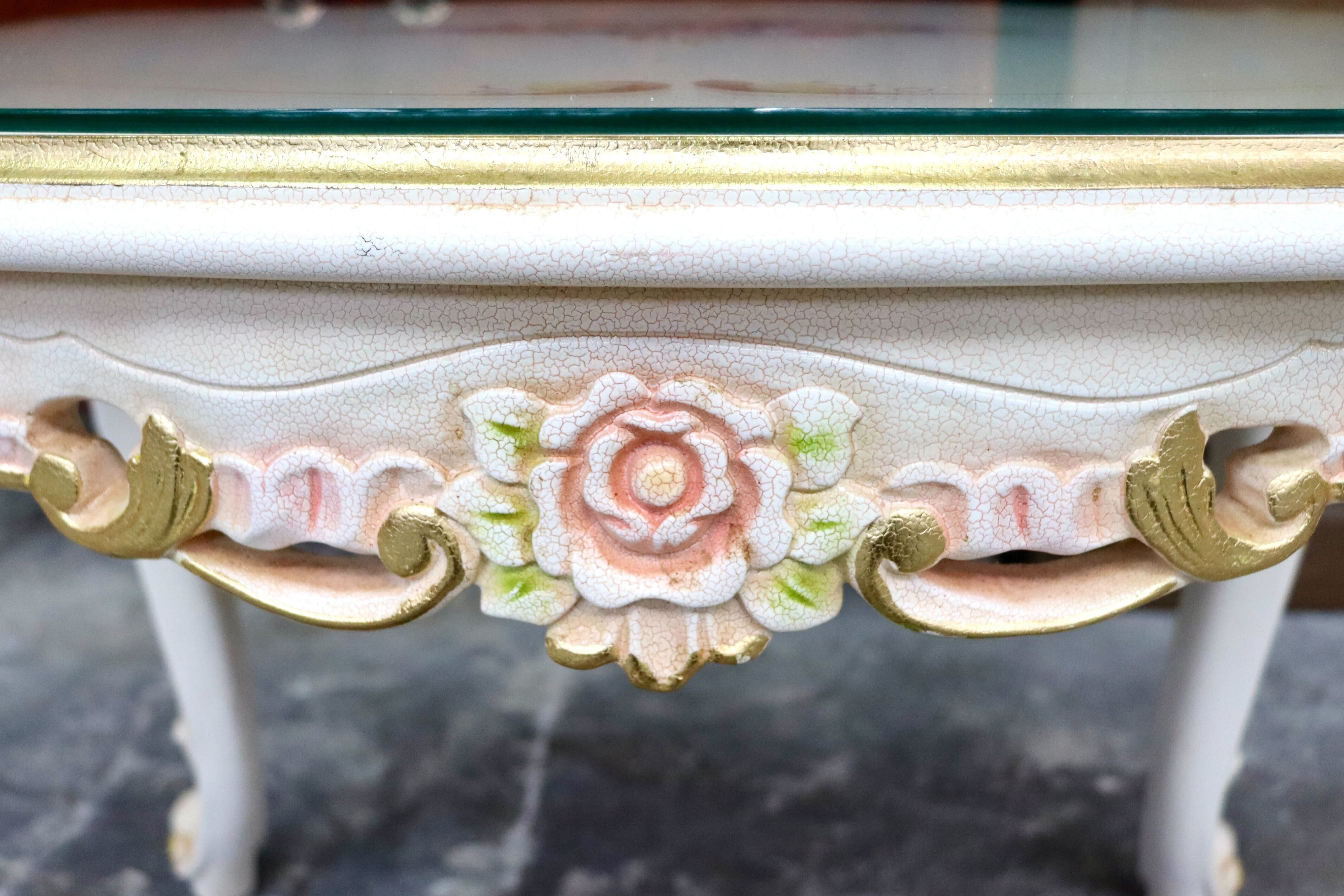 GMIS418A○サイドテーブル ローテーブル コーヒーテーブル 猫脚 ヨーロピアン ロココ調 アンティーク エレガント 花柄