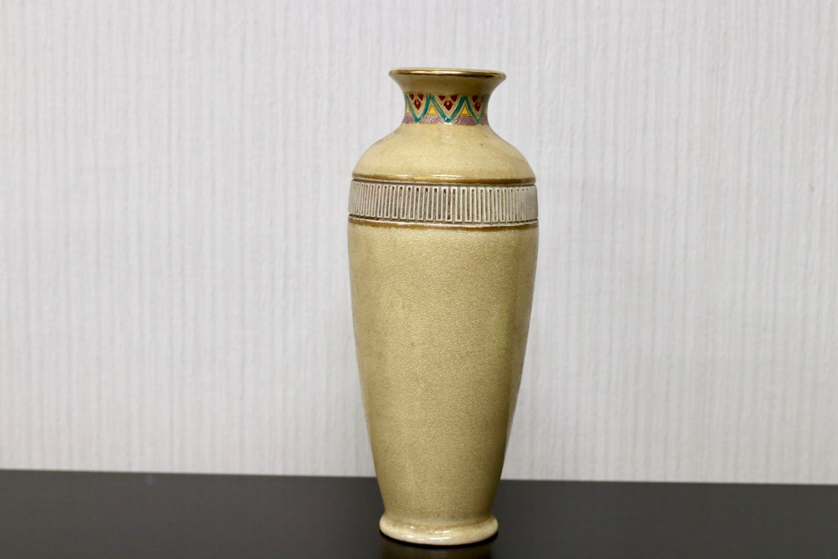 GMJK405F○薩陶山 薩摩焼 金彩色絵 秋草文 花瓶 花器 飾壺 陶芸 陶器 美術工芸品