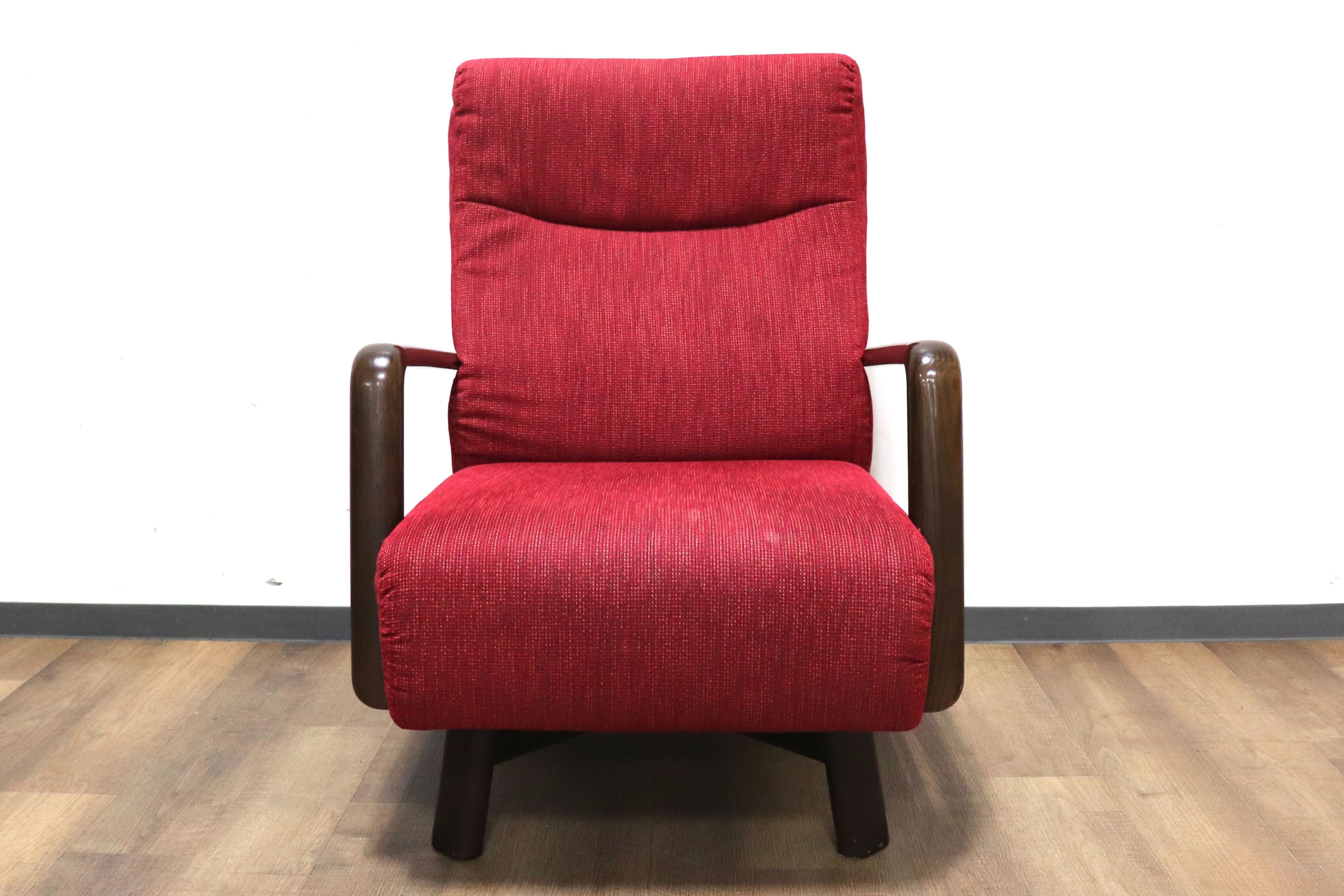 GMHS285A○アサヒ木工 Ballotte 1人掛けソファ シングルソファ 回転椅子 アームソファ ラウンジチェア レッド 応接 国産家具 定価約11万