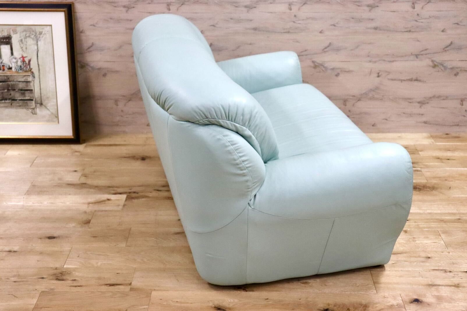 GMFK763A○Chateau d'Ax / シャトーダックス 2人掛けソファ ラブソファ 長椅子 本革 ミント イタリアモダン フランスベッド