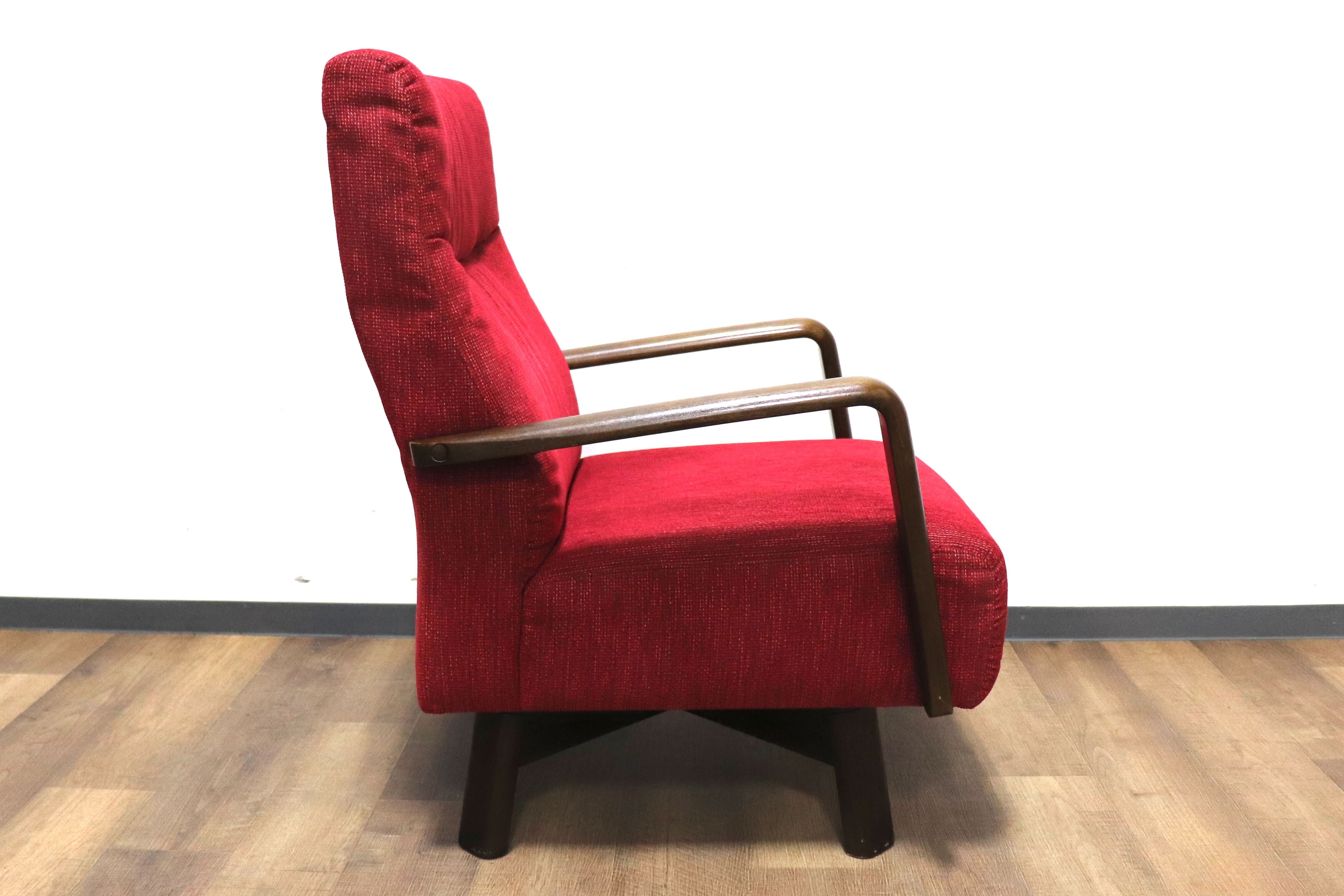 GMHS285A○アサヒ木工 Ballotte 1人掛けソファ シングルソファ 回転椅子 アームソファ ラウンジチェア レッド 応接 国産家具 定価約11万