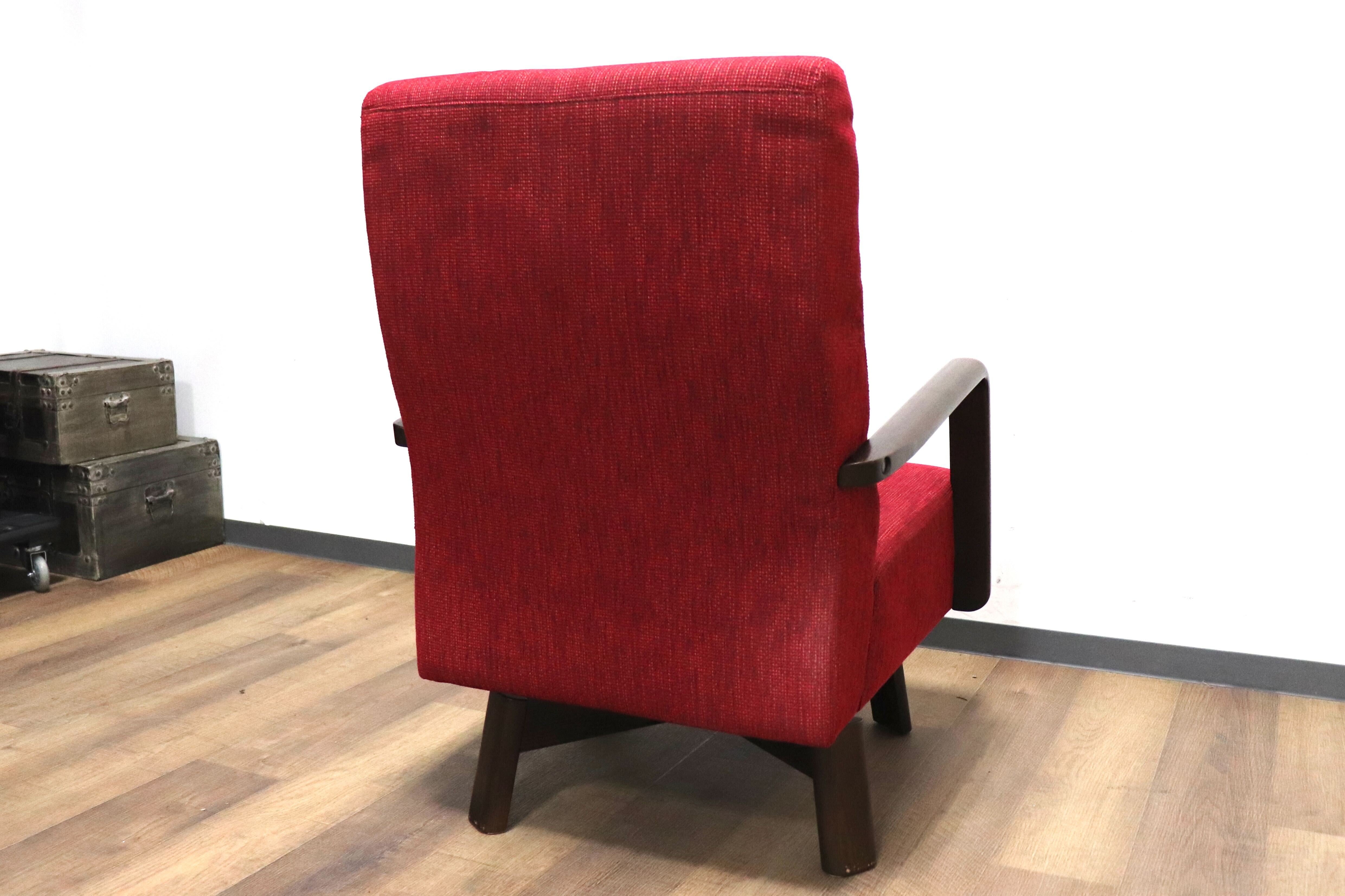 GMHS285A○アサヒ木工 Ballotte 1人掛けソファ シングルソファ 回転椅子 アームソファ ラウンジチェア レッド 応接 国産家具 定価約11万