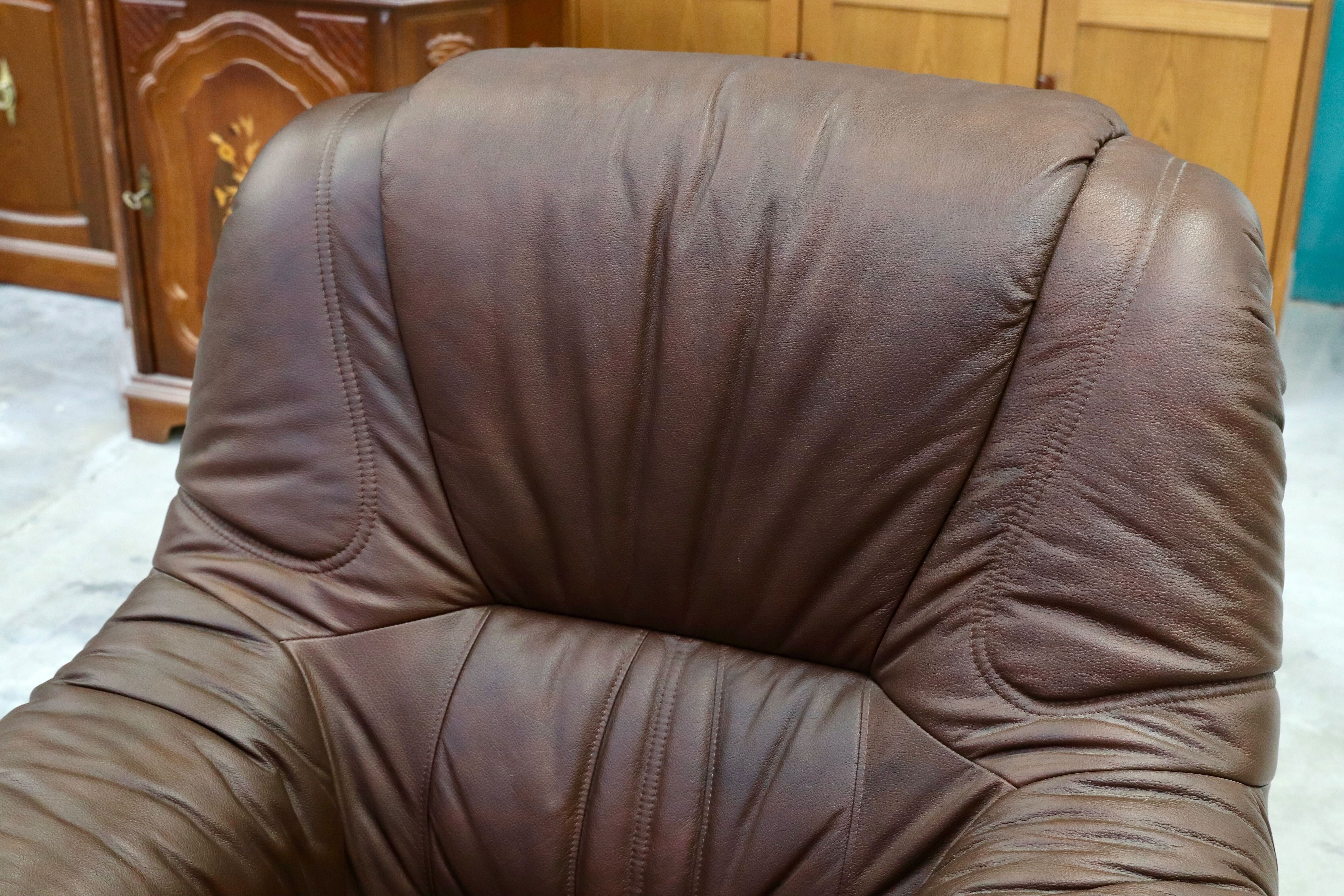 GMHK507B○オランダ製 ダッチカントリー 1人掛けソファ シングルソファ オーク材 本革 応接 リビング ブラウン ヴィンテージ 約35万