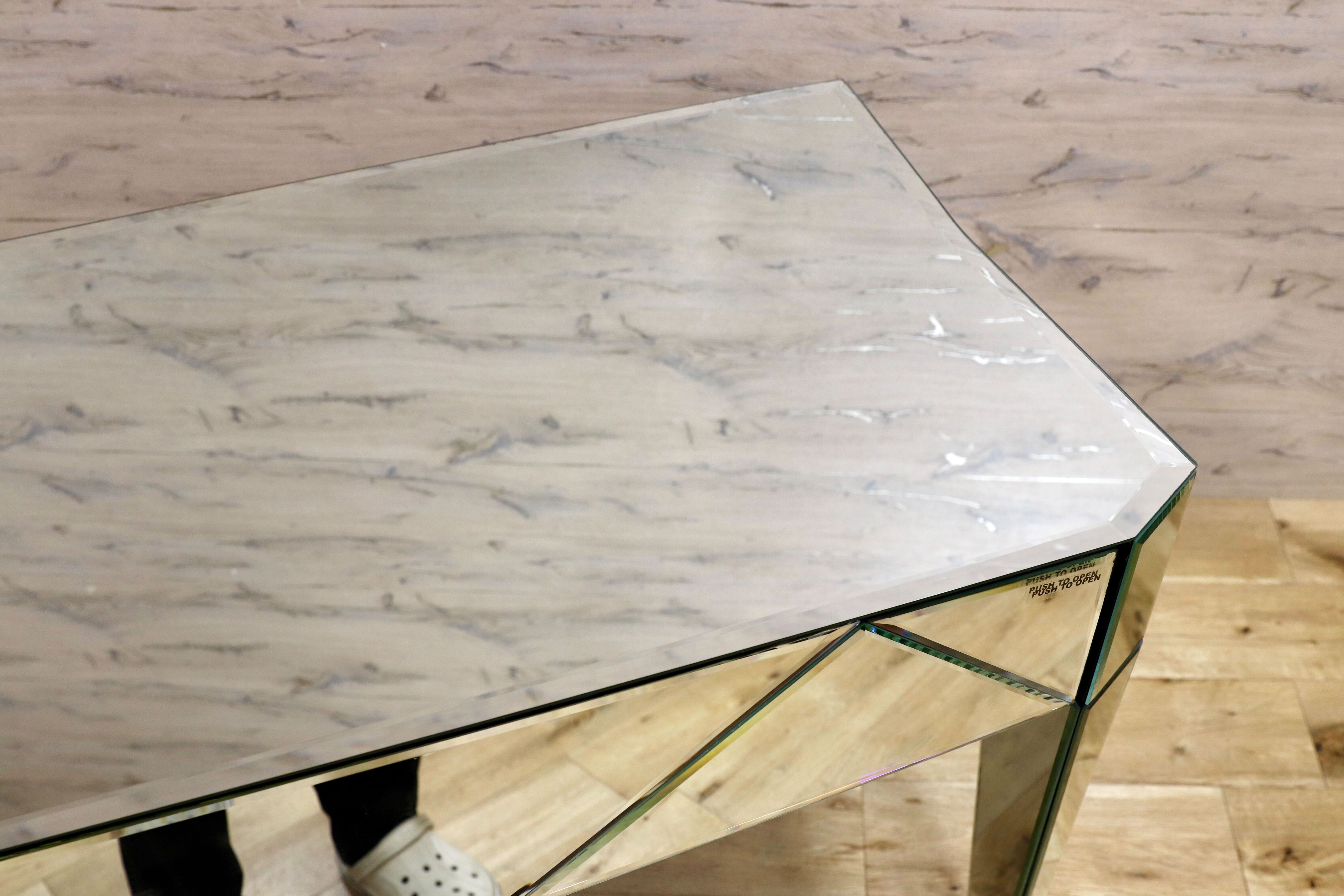 GMIK571○KARE / カレ ファンハウス デスク コンソール サイドボード 全面ミラー 廃番 定価18.5万 ※訳あり